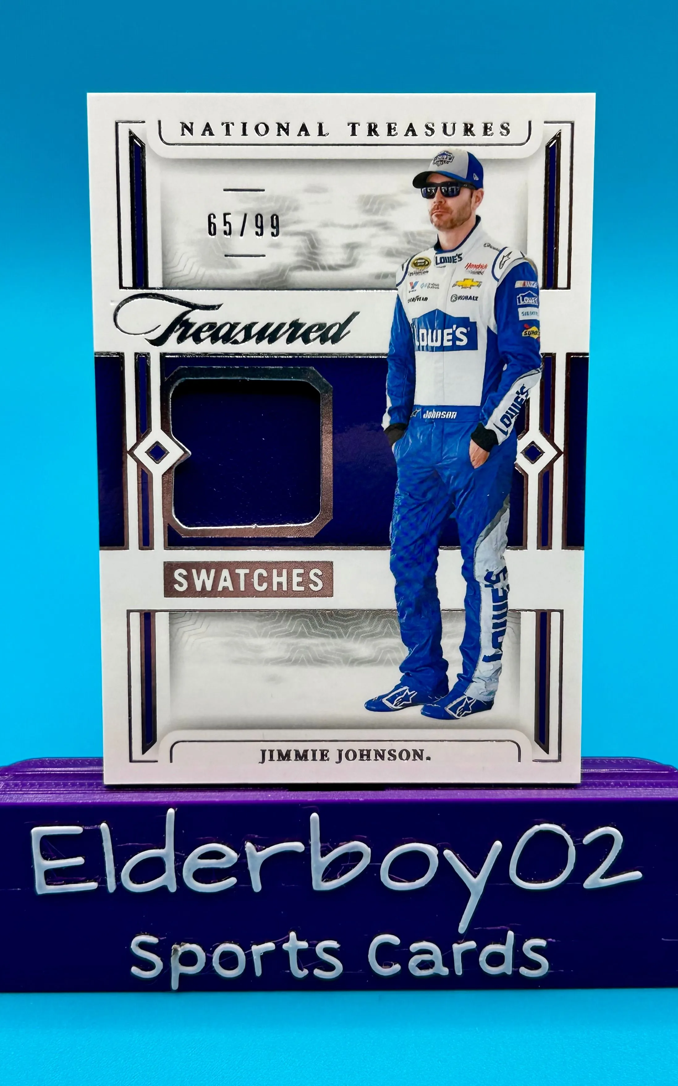 Product image for Jimmie Johnson 65/99 Firesuit Treasured Swatches 2024 Panini National Treasures Racing Nascar
