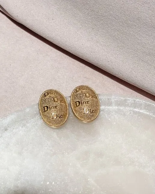 Product image for Authentic Christian Dior Oval Monogram Clip On CD Logo Earrings