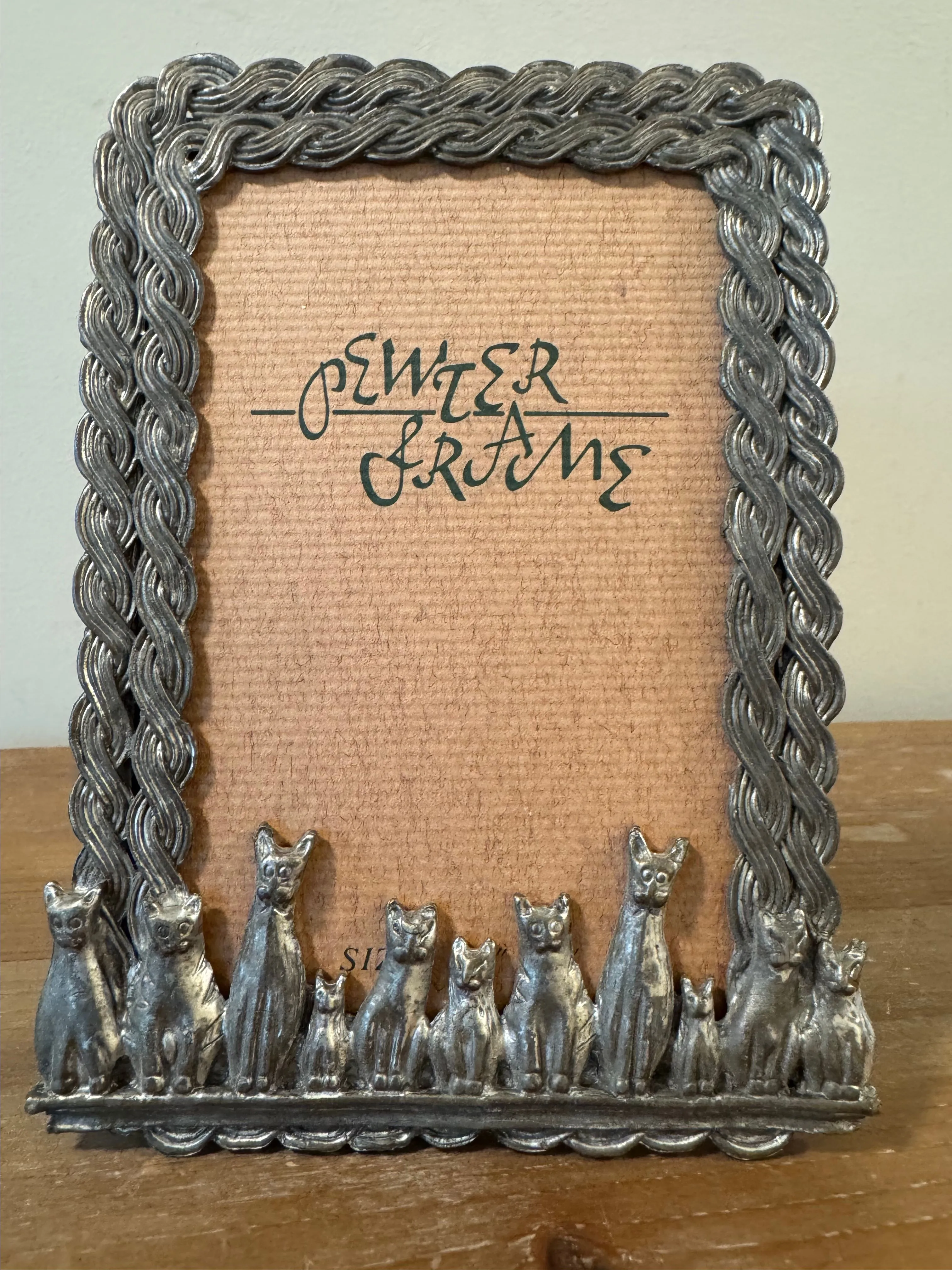 Product image for 358. Vintage BARRON Pewter Cats Picture Frame