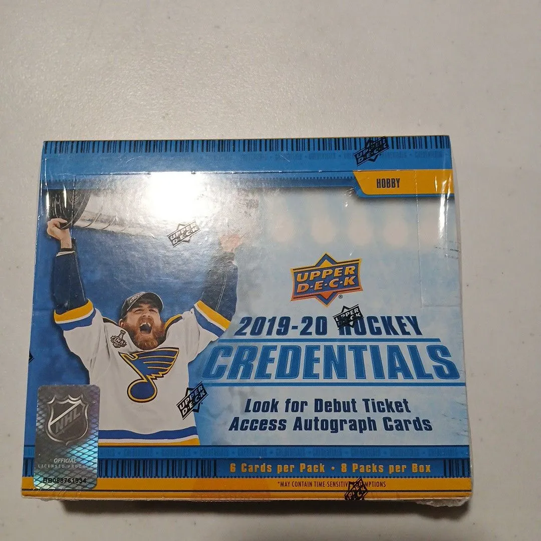Product image for 2019-20 upper deck credential Hobby box Ripped and Shipped