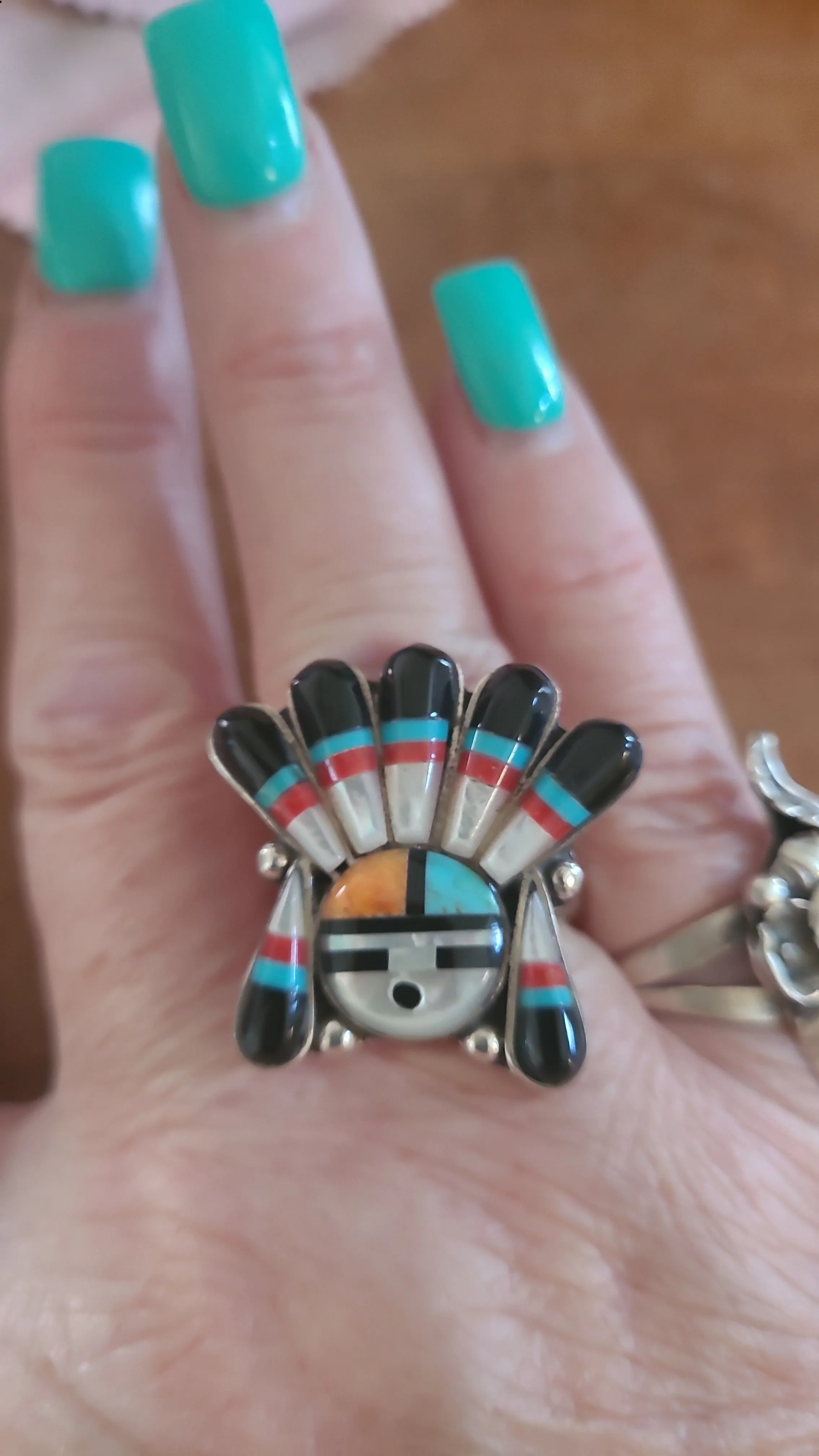 Product image for sun face inlay mop ring 