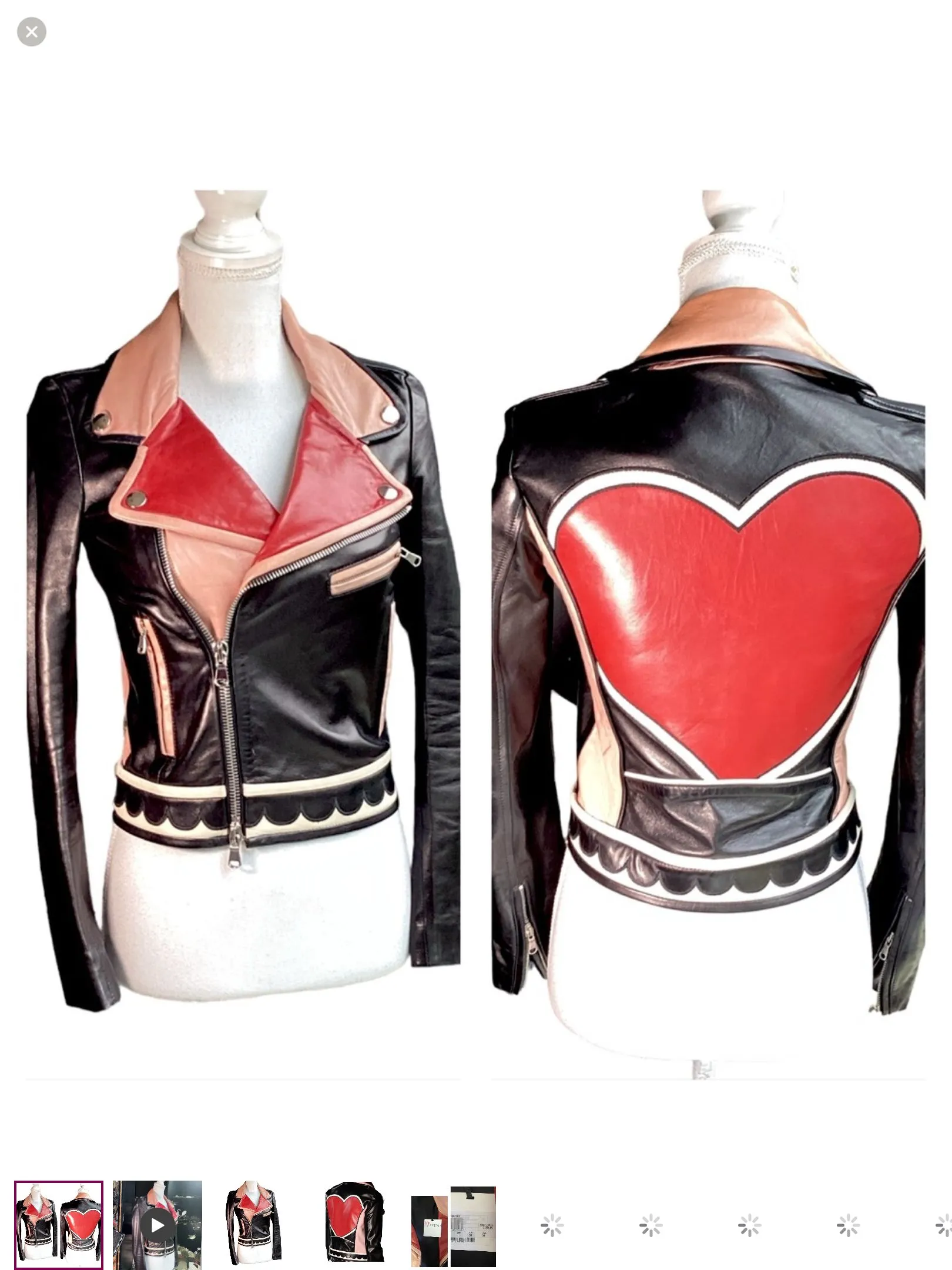Product image for Valentino Heart Intarsia Leather Biker Jkt
