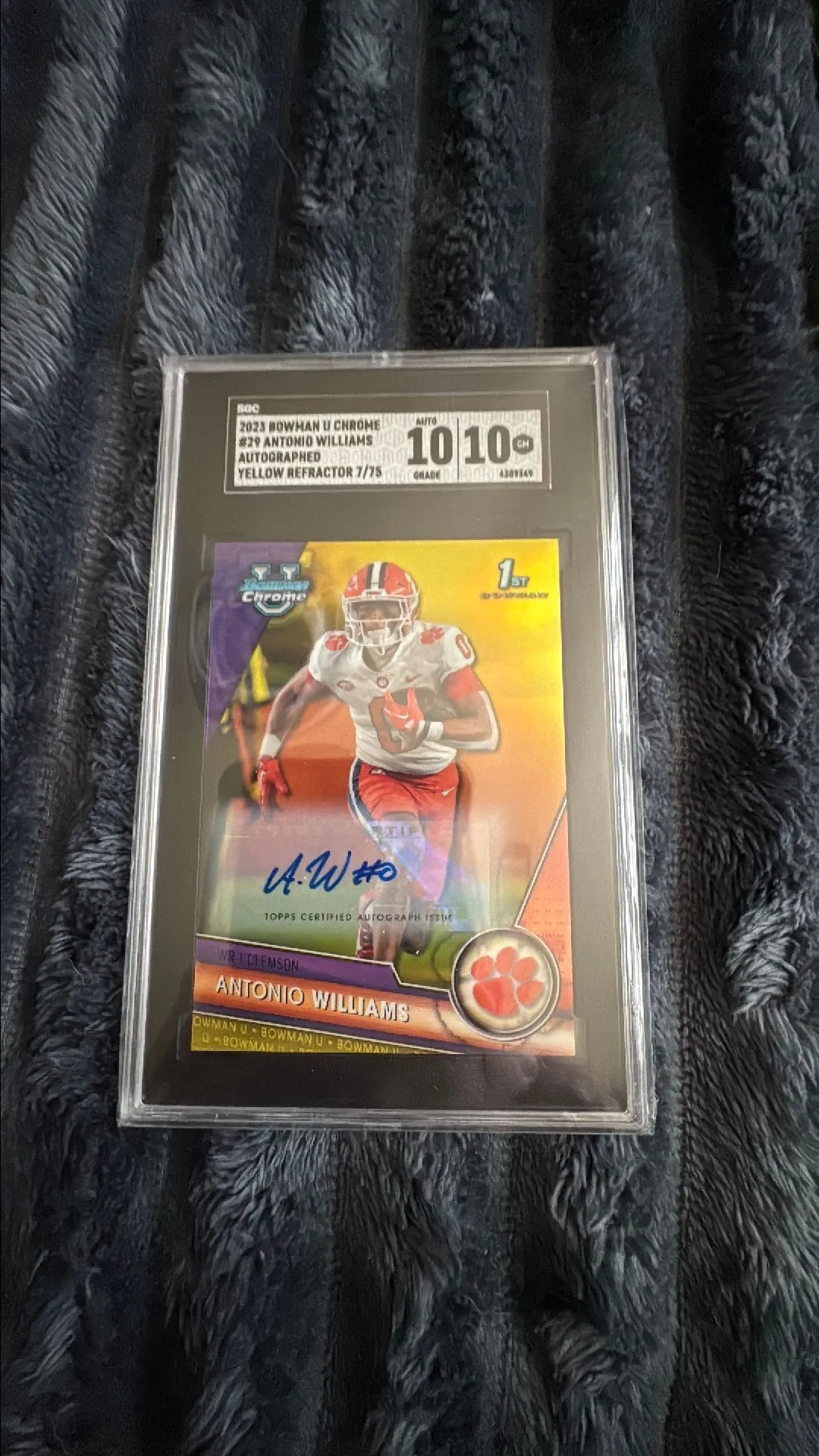 Product image for 2023 Bowman U chrome Antonio Williams 1st yellow refractor auto rc 7/75