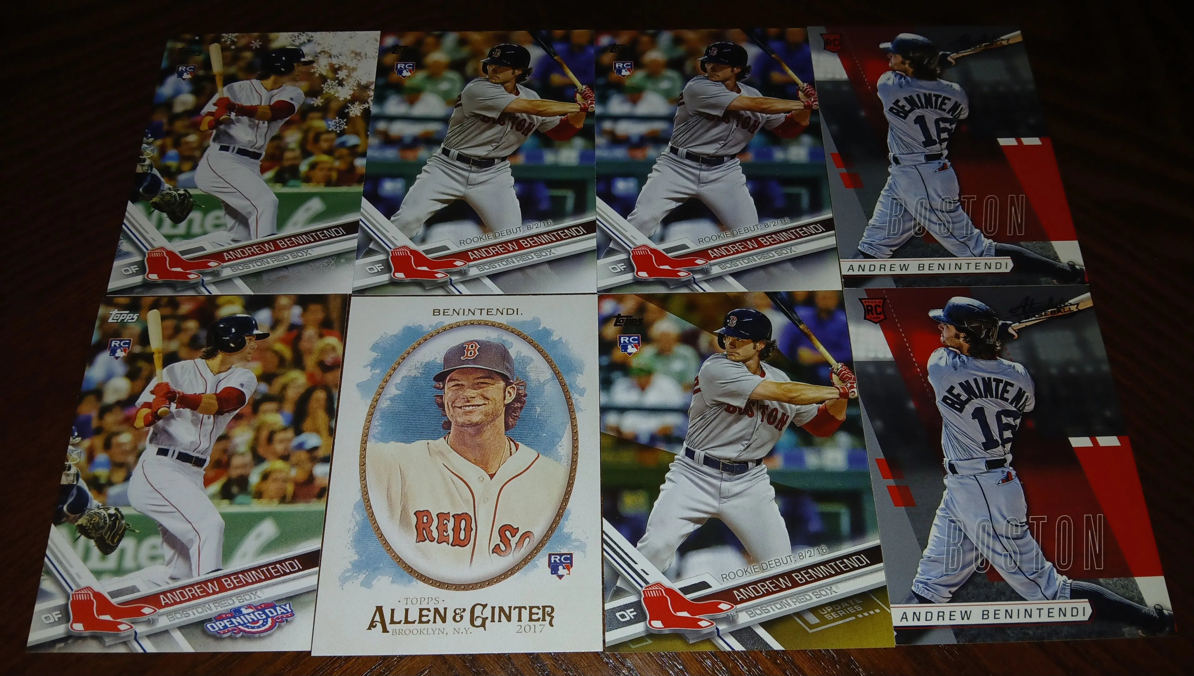 Product image for 2017 Topps/Panini Baseball Andrew Benintendi 8 Card Rookie Lot 2 Blue Parallels