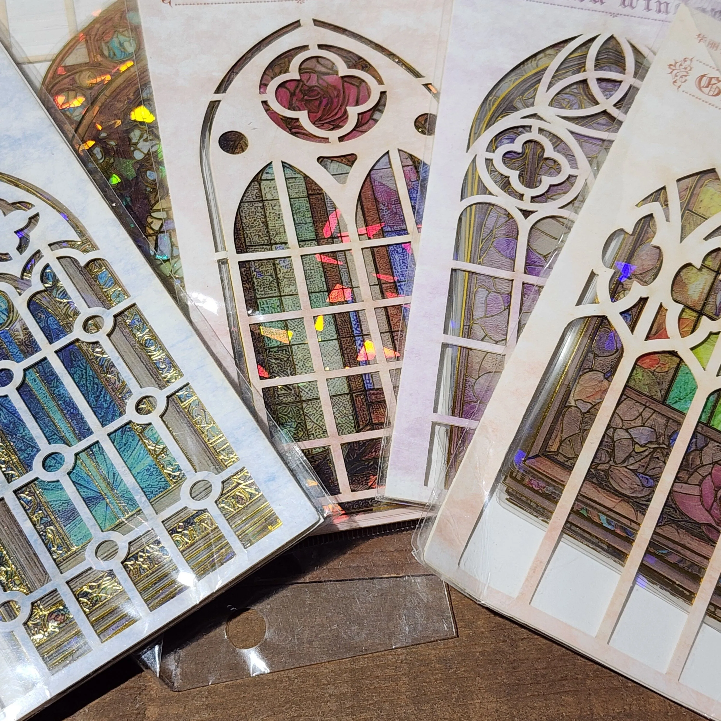 Product image for A Gift to chat or self- 4 stained glass window stickers