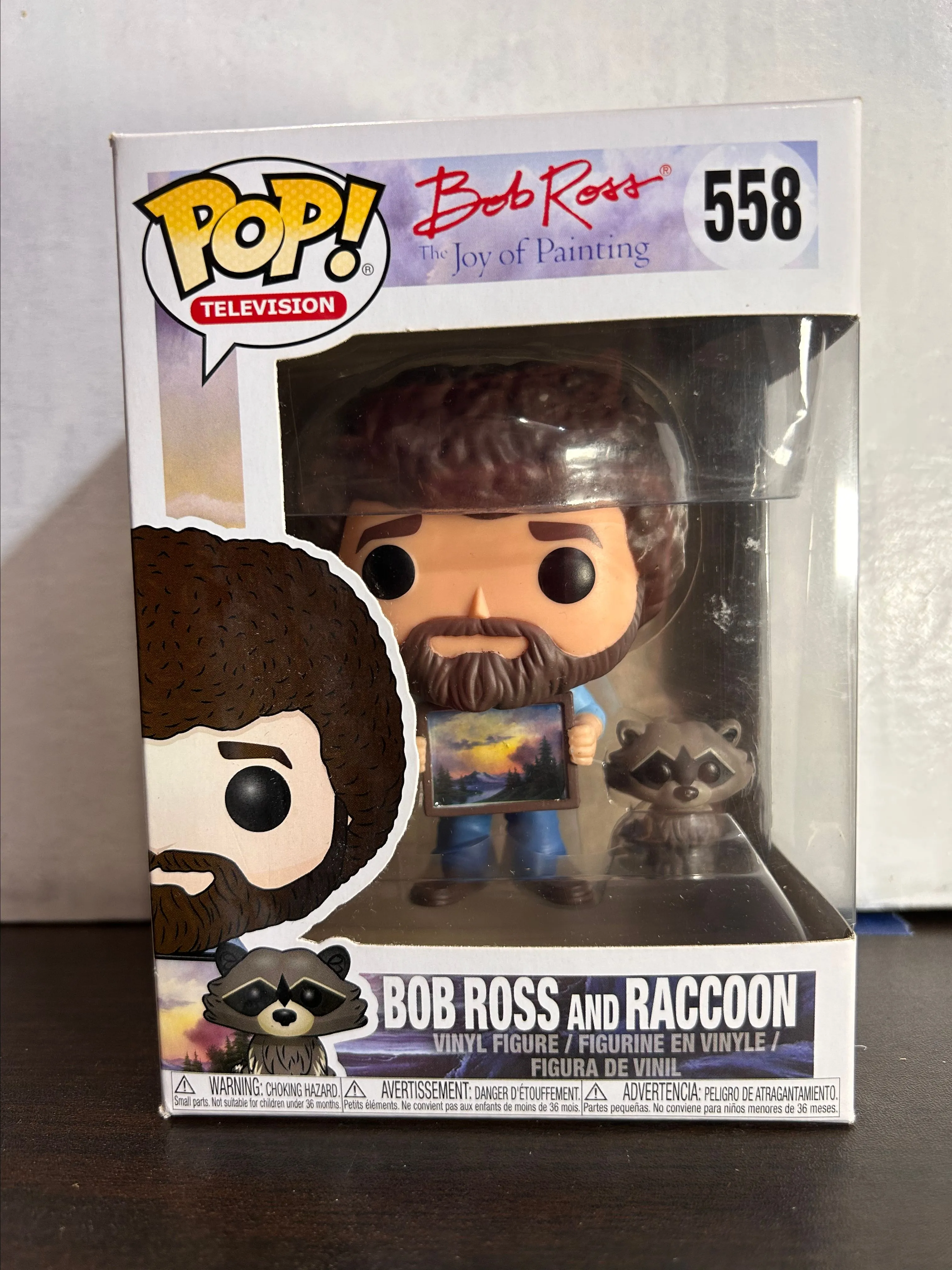 Product image for Bob Ross and Raccoon The Joy Of Painting Television Funko Pop 558 With Protector