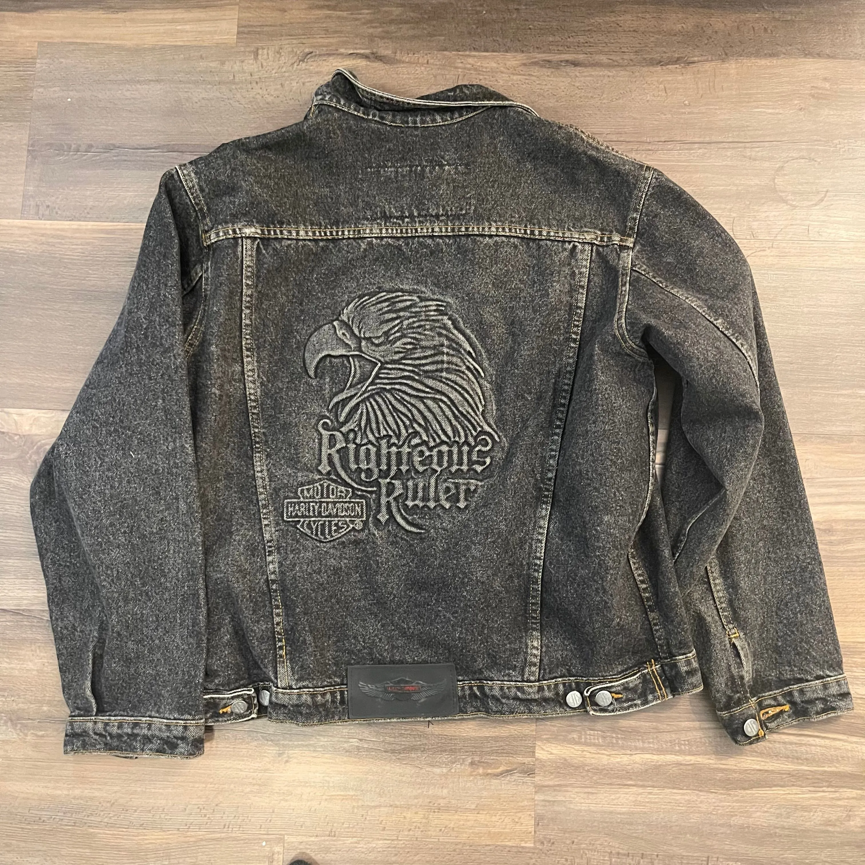 Product image for 1980s Harley Davidson Eagle Denim Jacket - XL