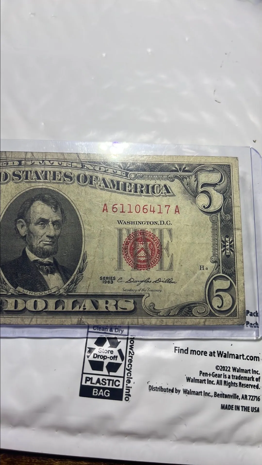 Product image for 059. 1963 Five Dollar Red Seal**