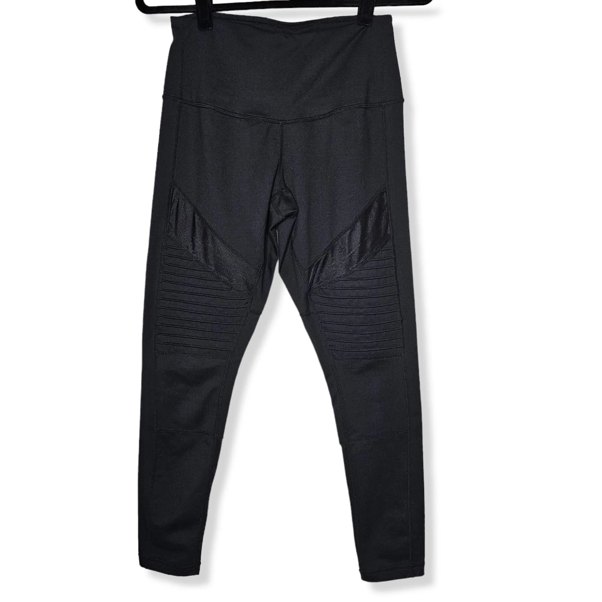 Product image for Zella Size Medium Black Moto and Mesh Panel Leggings Mid Rise 26" Inseam