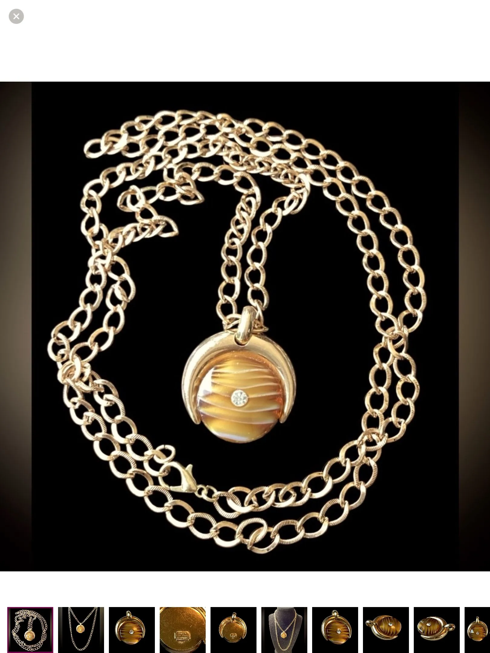 Product image for 1973 Christian Dior Tiger Eye Pendant Necklace