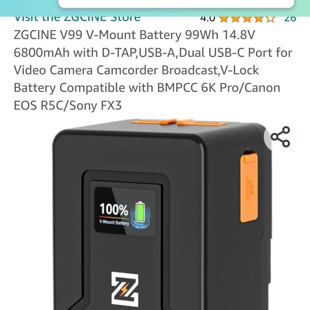 Product image for V mount camera battery pack. perfect for the content creator/ live streamer!