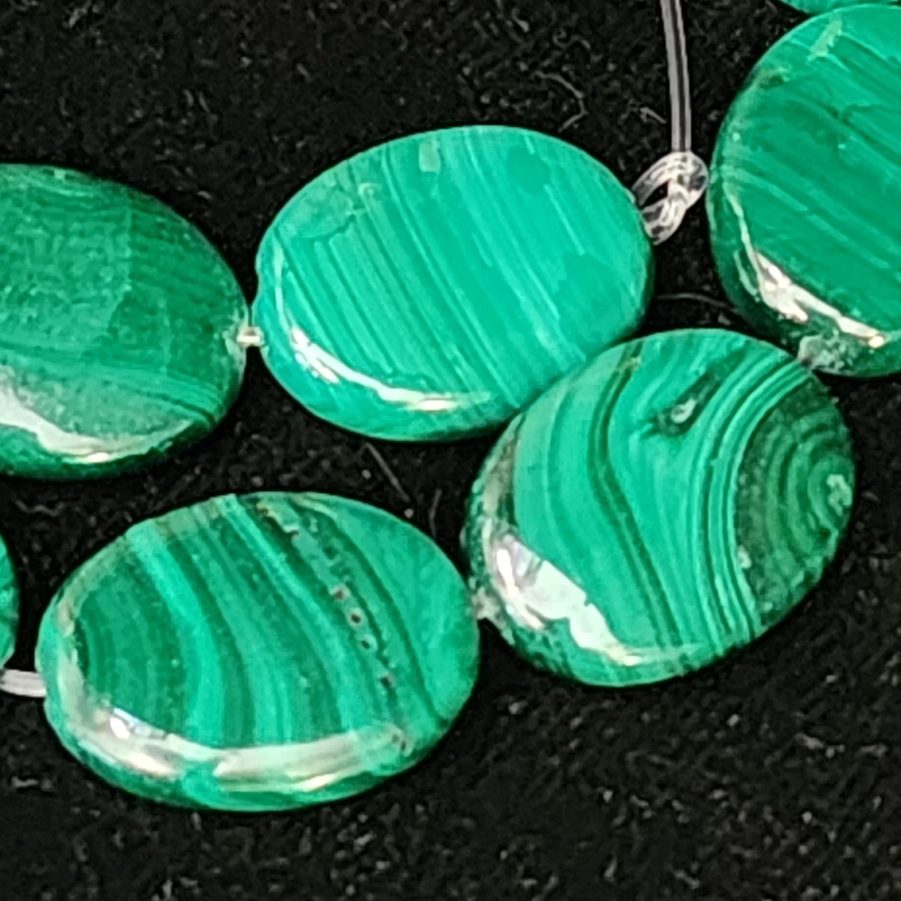 Product image for #18E: Malachite Oval Beads, 15x12mm