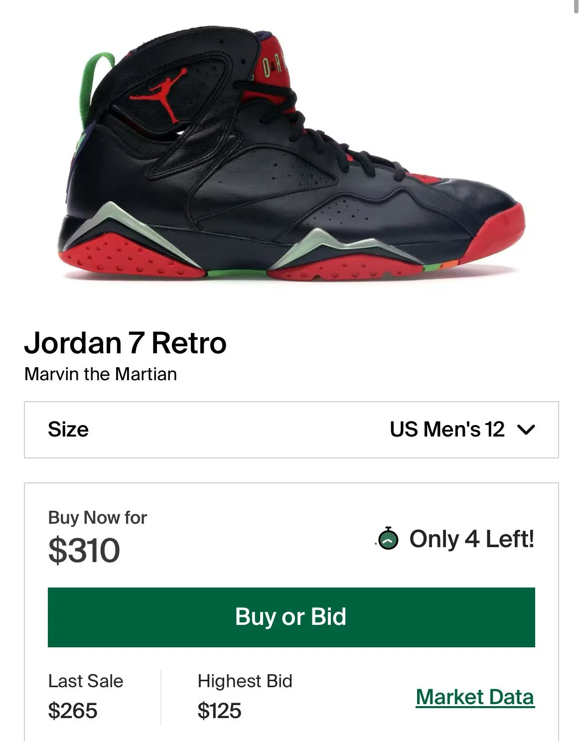 Product image for Jordan 7 Retro 'Marvin The Martian' 304775-029