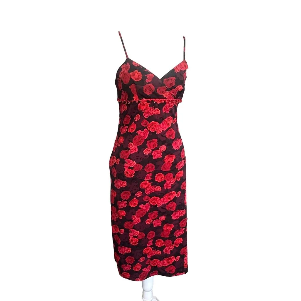 Product image for Y2K La Belle Gothic Romance Rose Slip Dress