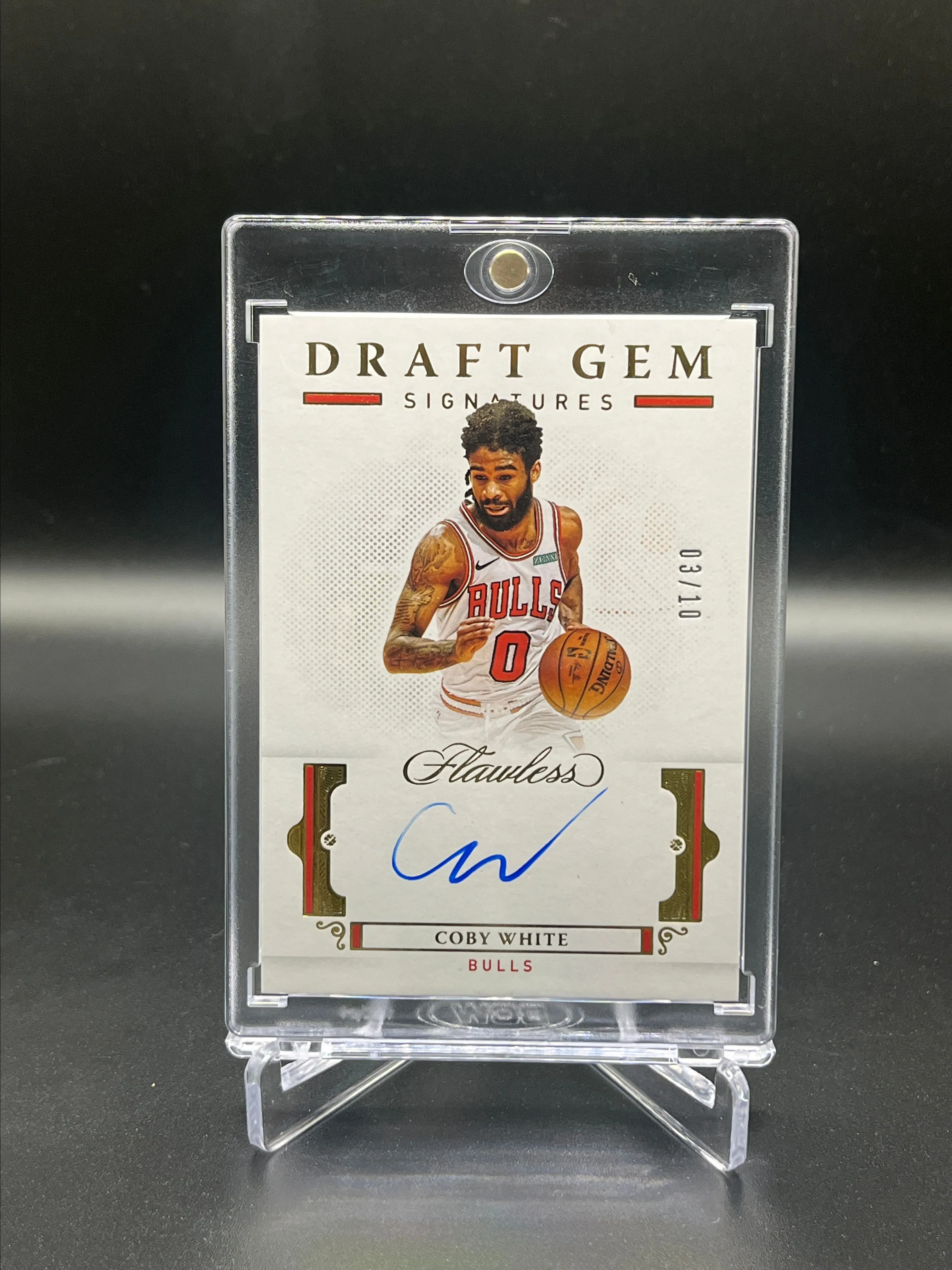 Product image for 2020-21 Panini Flawless Coby White Draft Gem Signatures Auto Bulls Gold /10 #DG-CWT