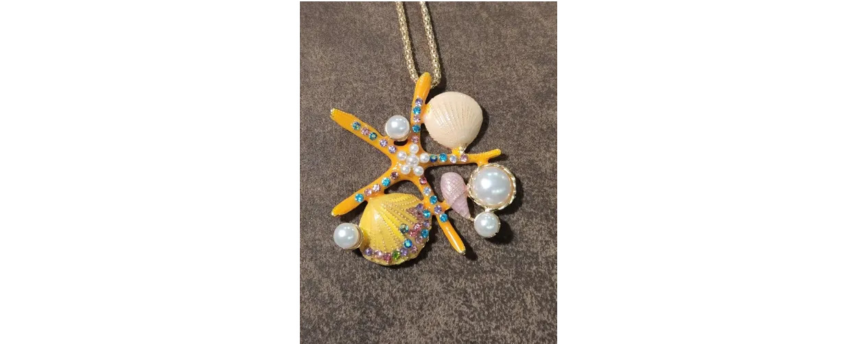 Product image for Orange Starfish & Shell Rhinestone Betsey Johnson Necklace