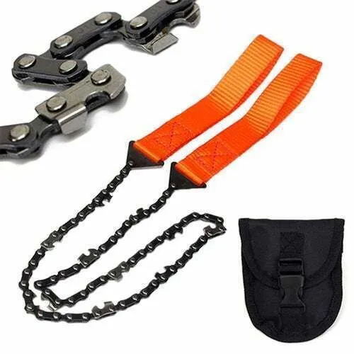 Product image for Pocket Portable Chainsaw Manual Hiking Emergency Survival Bug Out Bag Chain Saw - Orange 