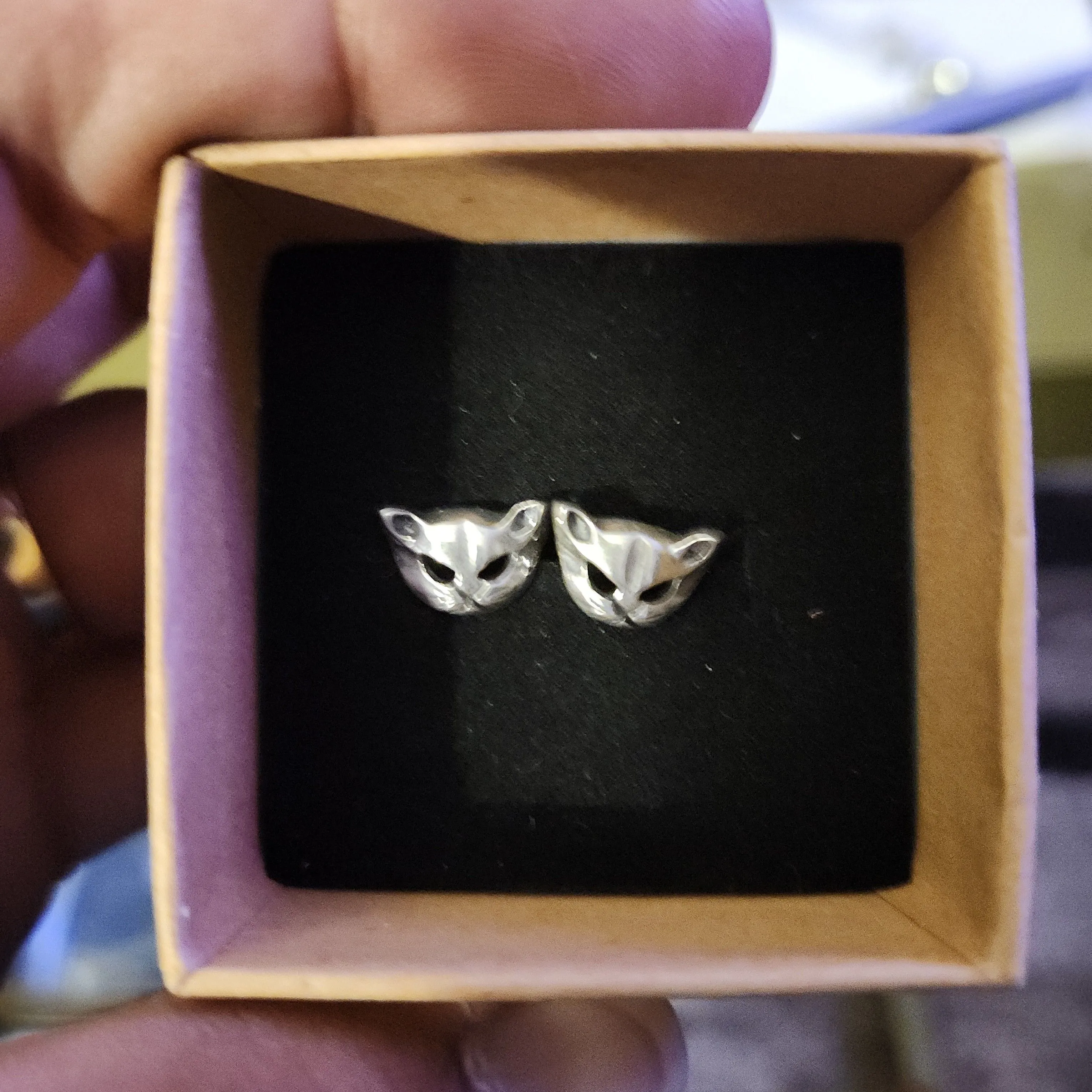 Product image for Kitty mask earrings in 925 sterling