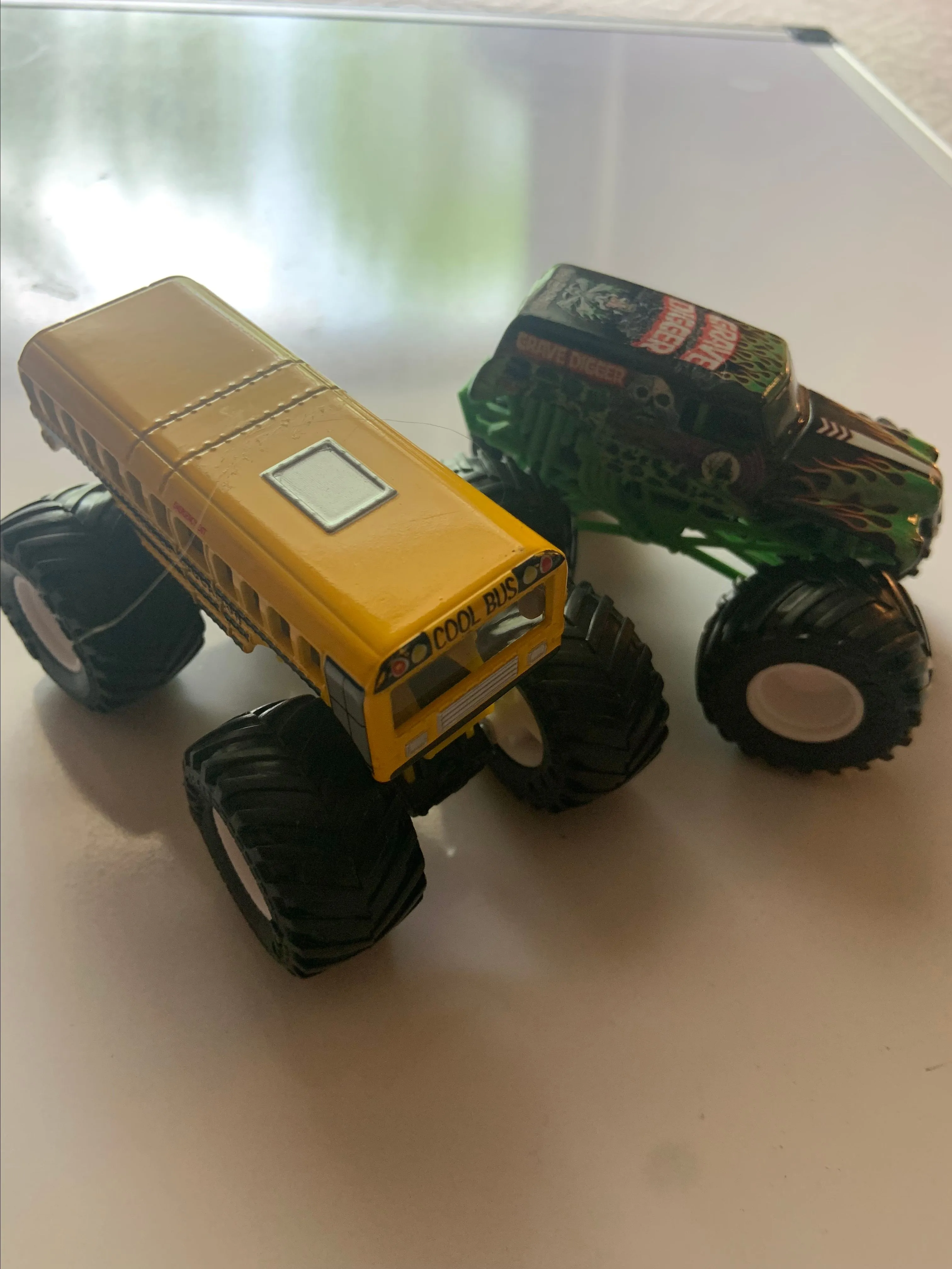 Product image for Hot wheels, monster truck, school bus, and grave digger