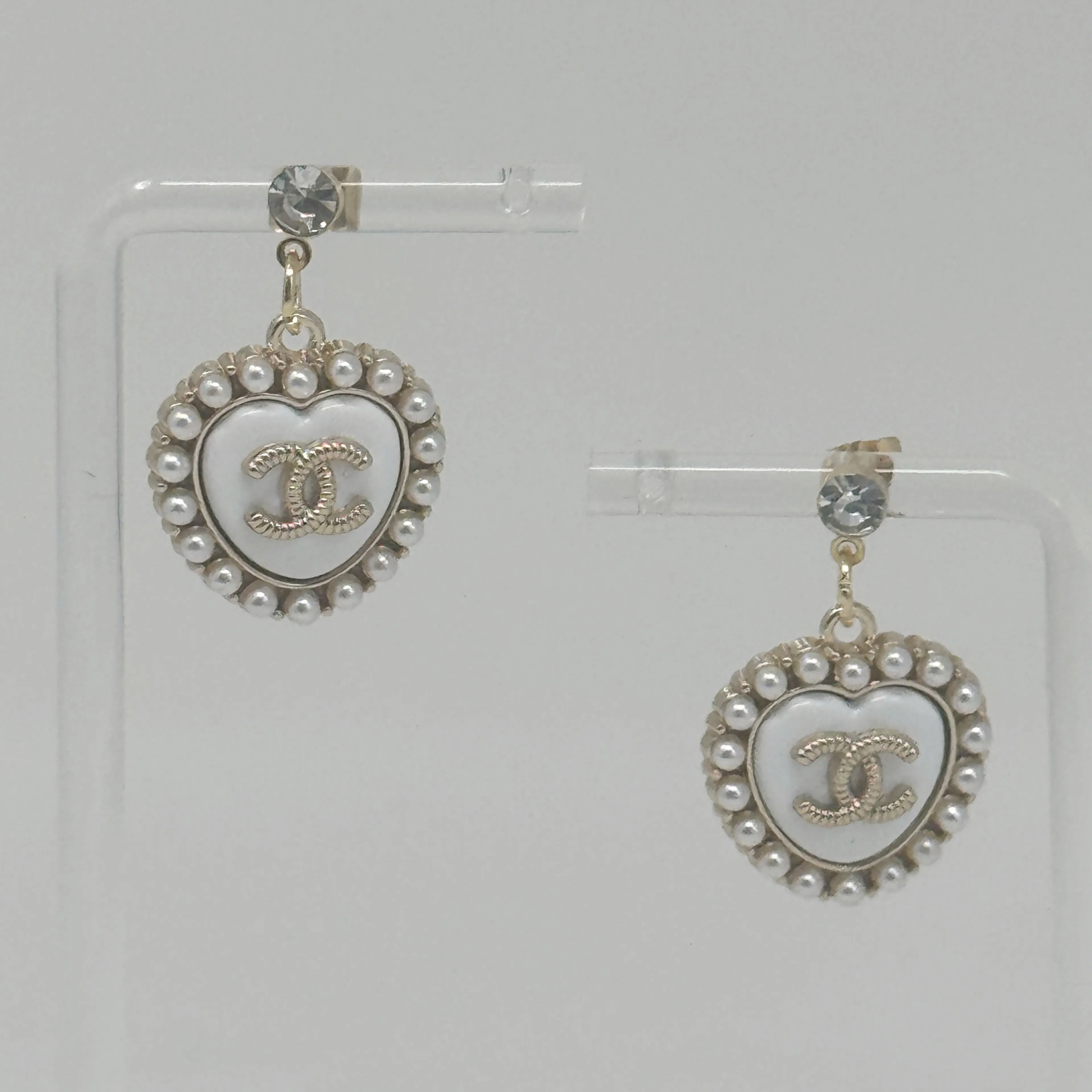 Product image for CHANEL Upcycled Heart Pearl Earrings