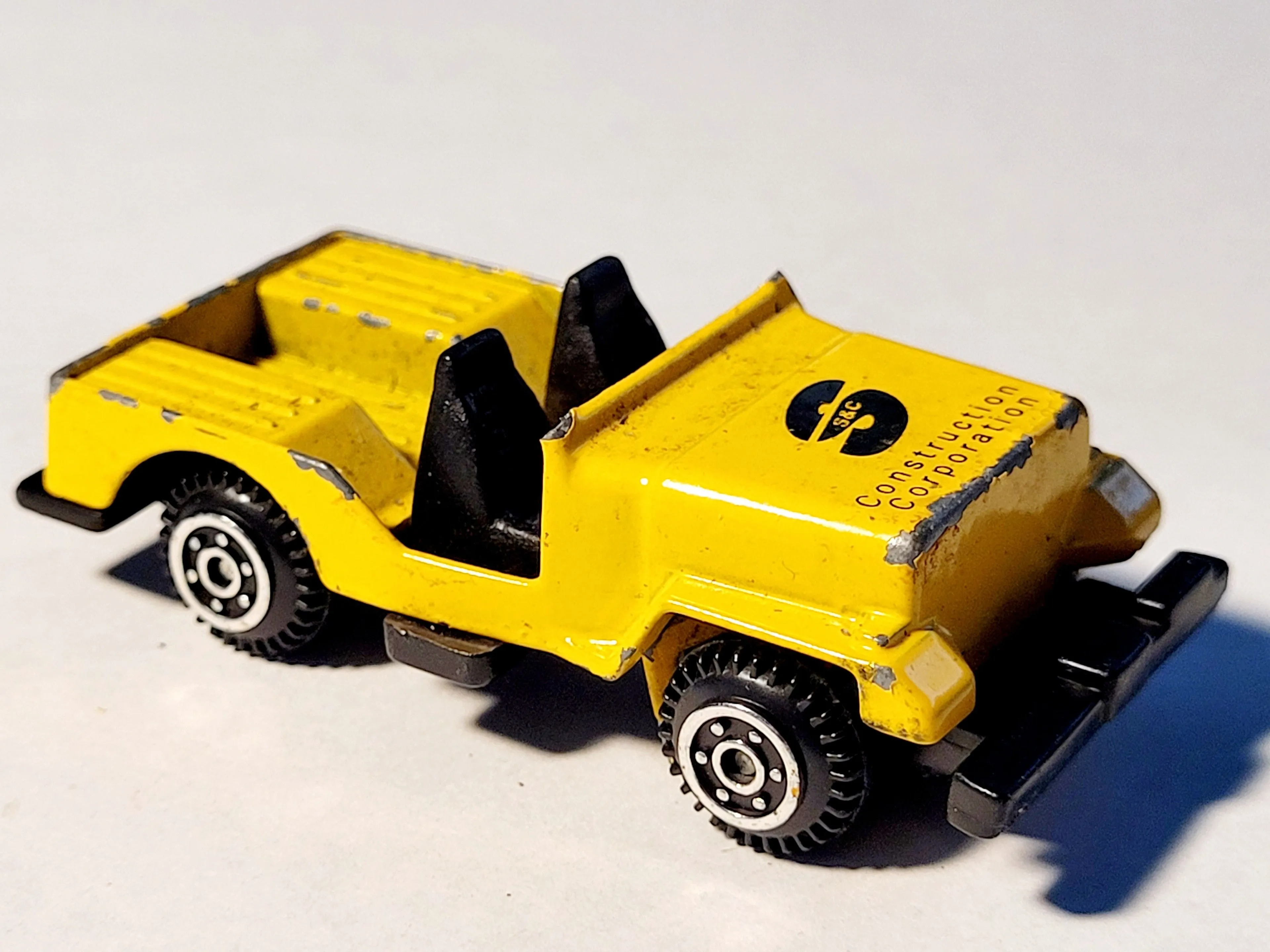 Product image for Suntoys 8006 Jeep Model CJ-5 "S&C Construction Corporation" Die-Cast 1:64 Toy in Scuffed Condition. 