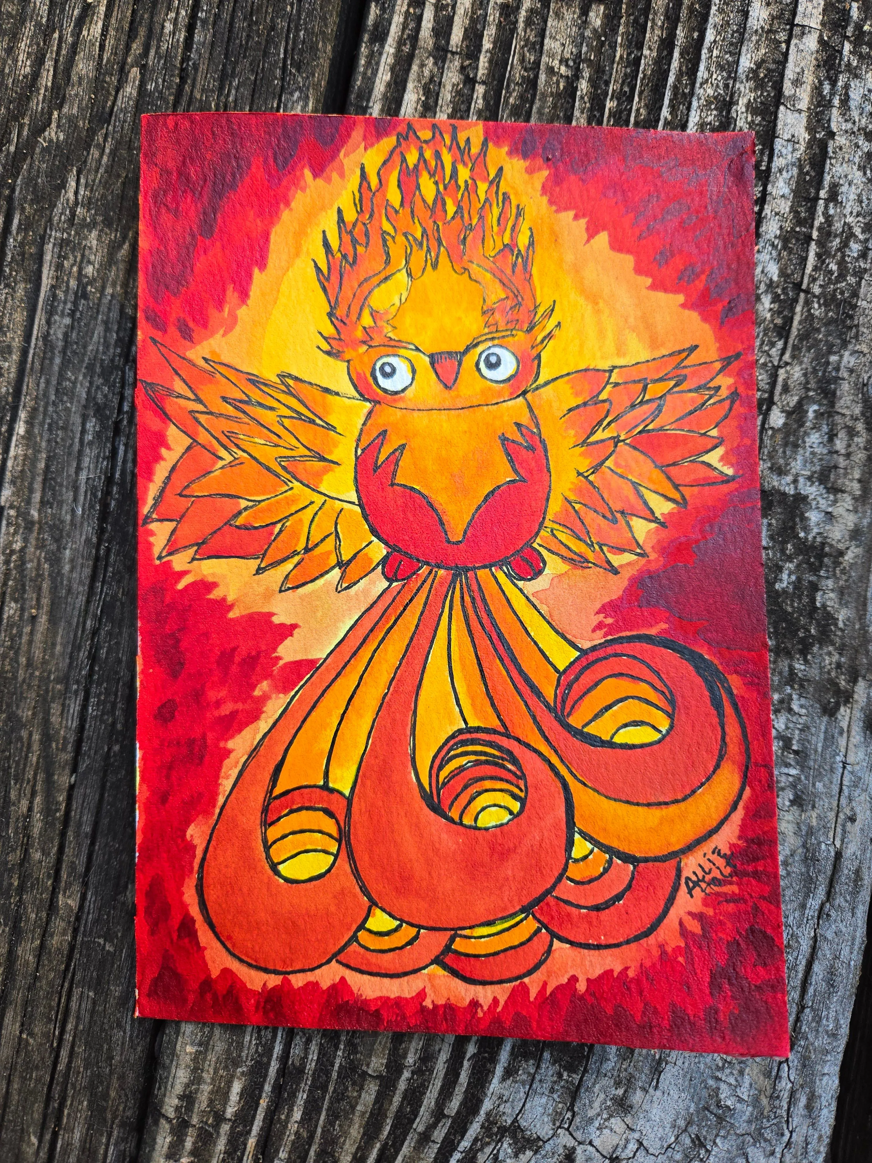 Product image for Watercolor Painting by me "Phoenix Rising" PRINT 