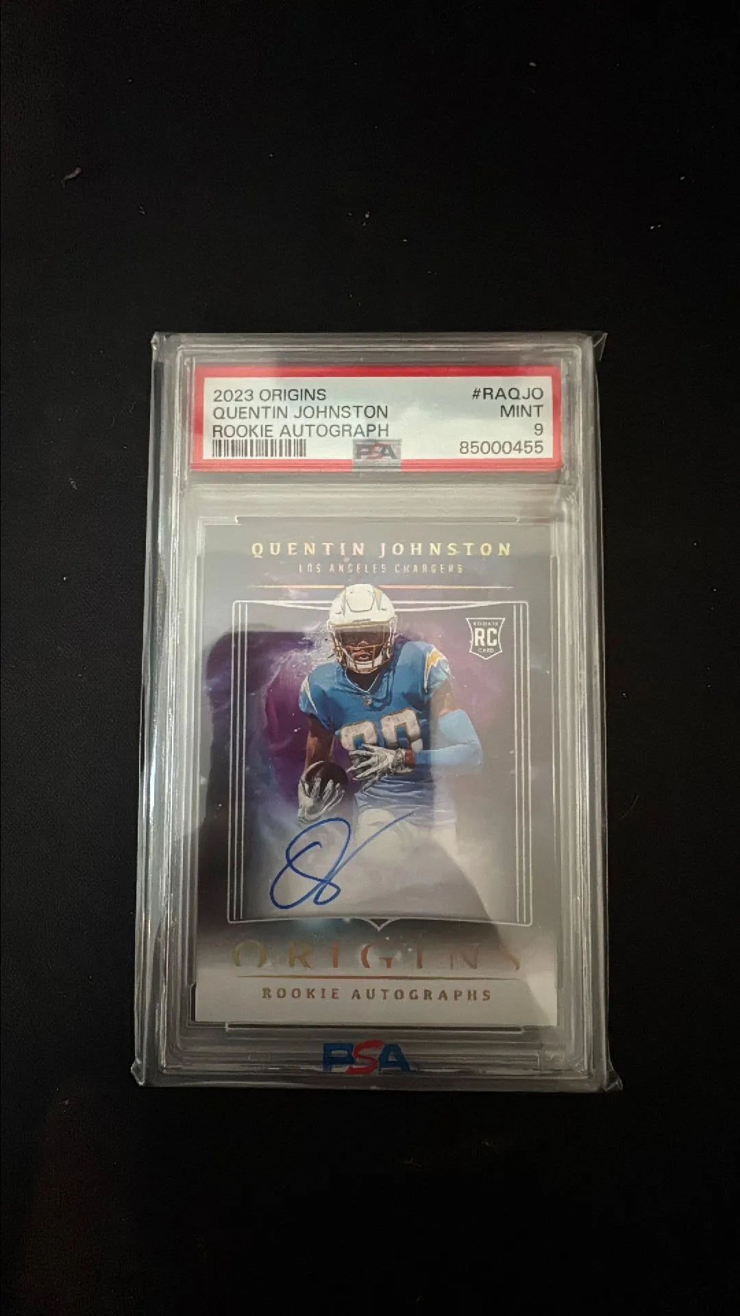 Product image for 2023 Origins  Quentin Johnston Rookie Autograph PSA 9
