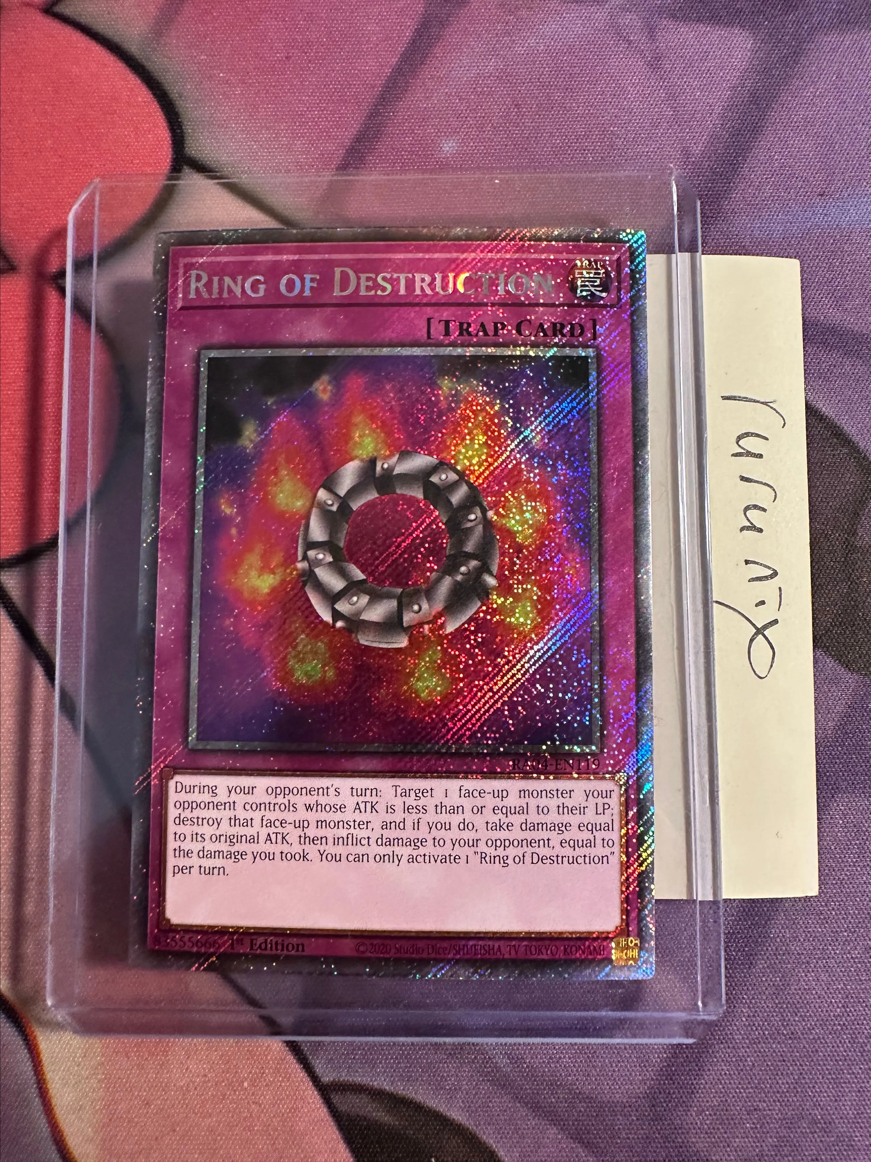 YuGiOh Trading Card Game Quarter Century Stampede Platinum Secret Rare Ring of Destruction RA04-EN119