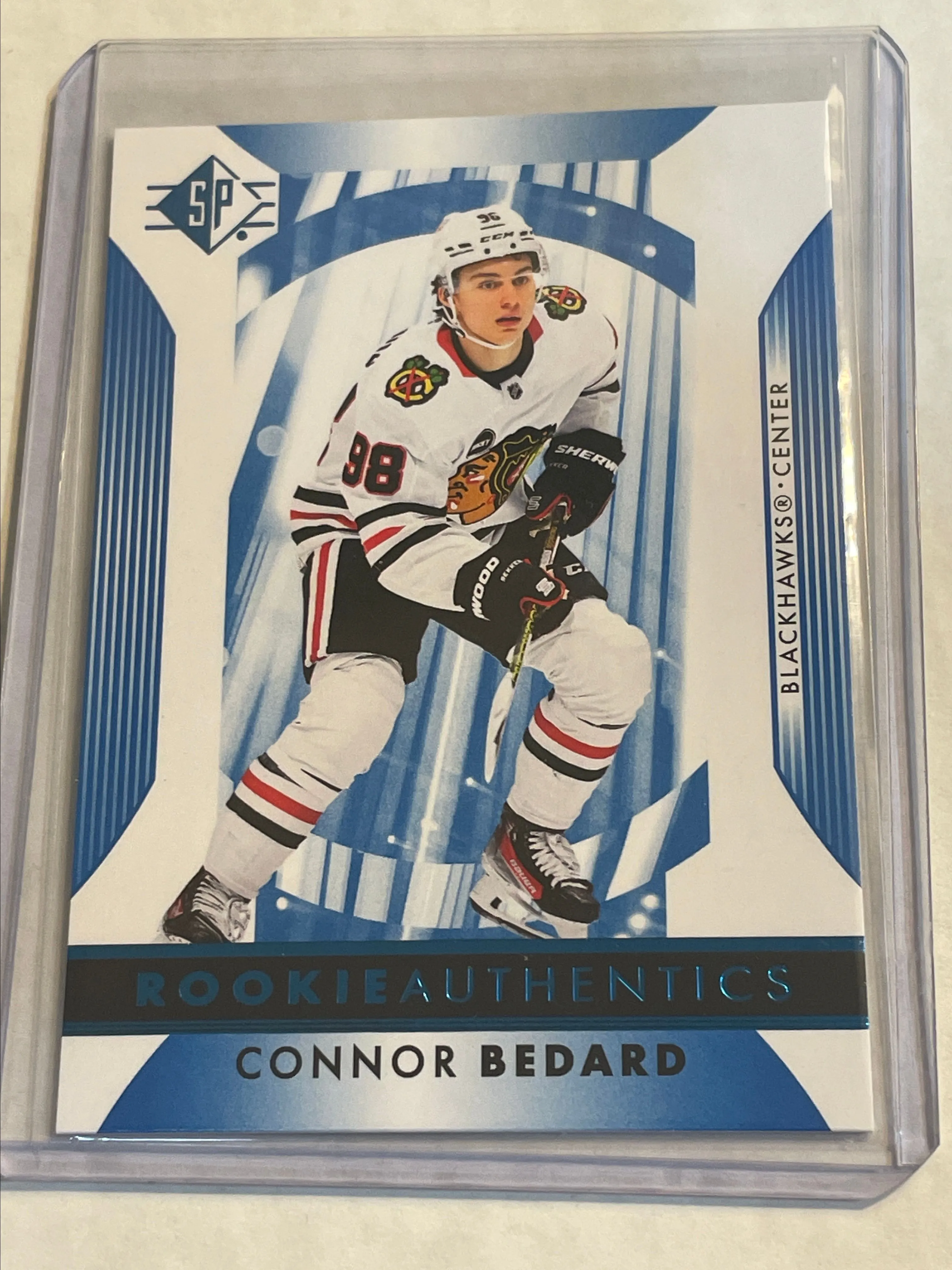 Product image for Connor Bedard - Chicago Blackhawks - 2023-24 SP Hockey Blue Rookie Authentics