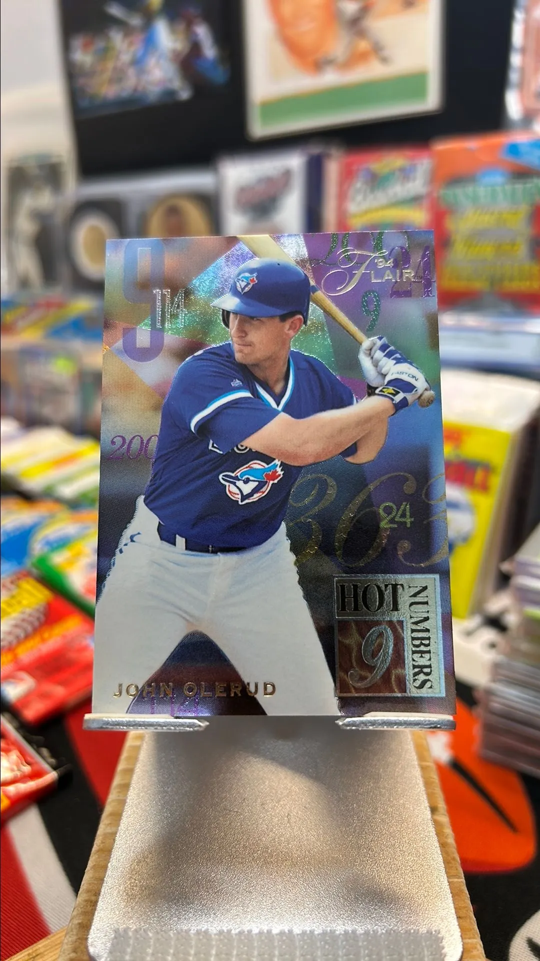 Product image for 1994 Fleer Flair Hot Numbers John Olerud #6 Toronto Blue Jays