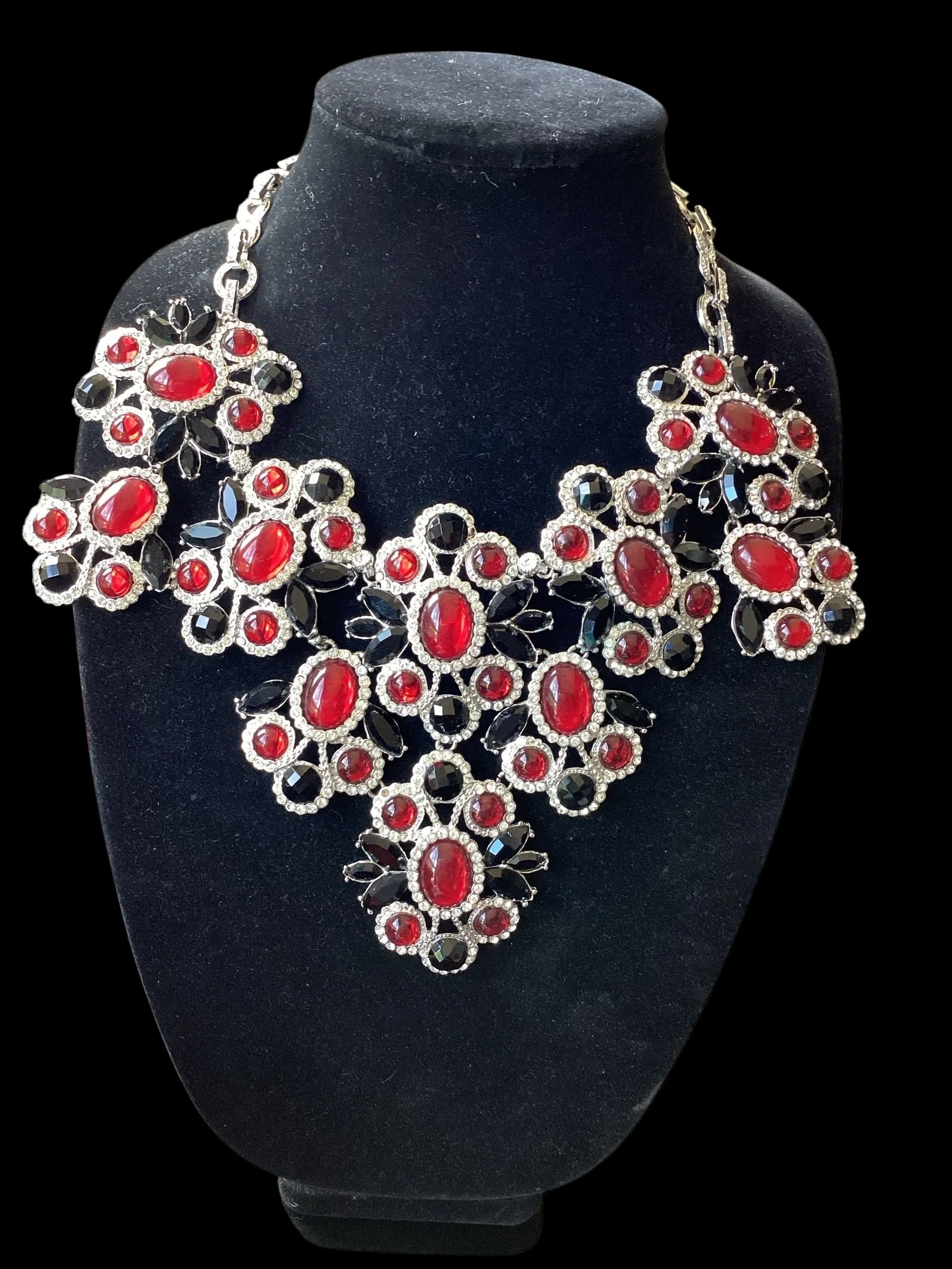 Product image for RARE Carlo Zini HUGE Red/Black Collar Necklace