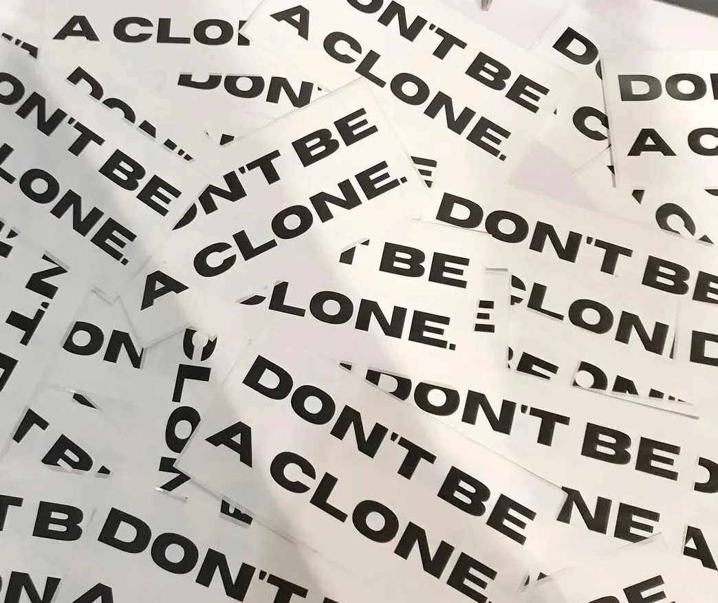 Product image for "DONT BE A CLONE" 2x4 STICKER