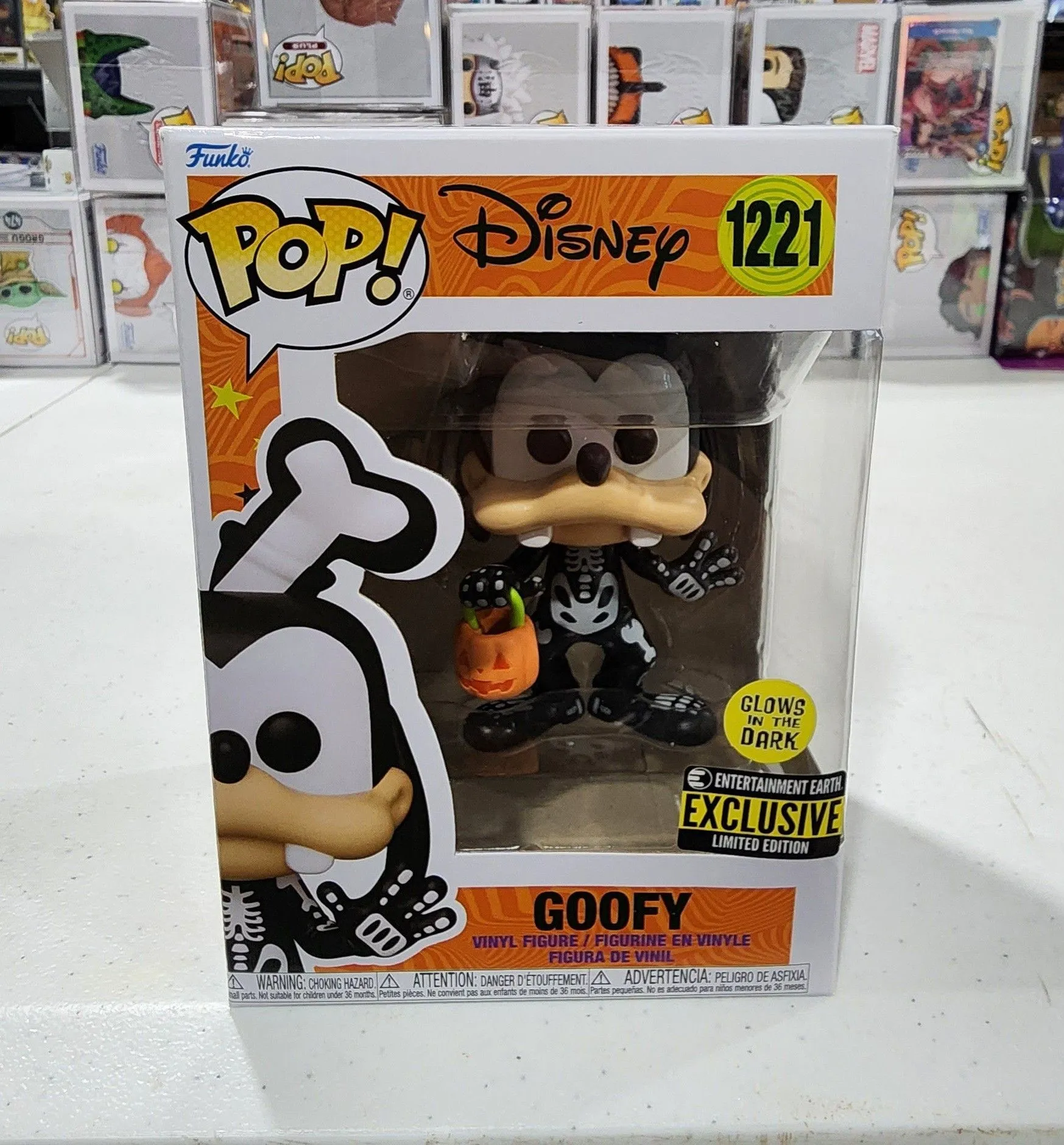 Product image for Funko Pop Disney Goofy Glow In The Dark Entertainment Earth Exclusive # 1221