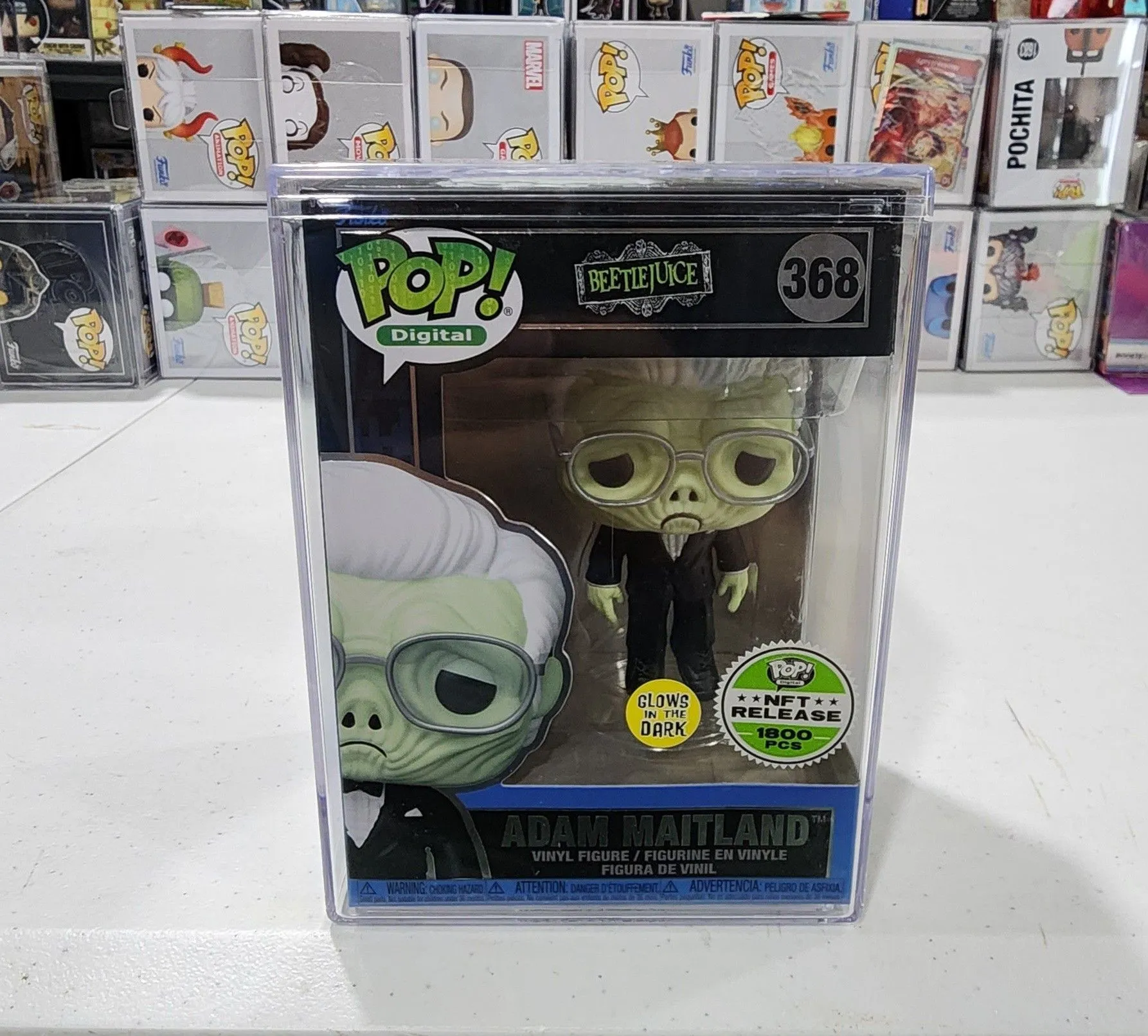 Product image for Funko Pop Digital Beetlejuice Adam Maitland Glow LE 1800 Pcs +Hard Protector