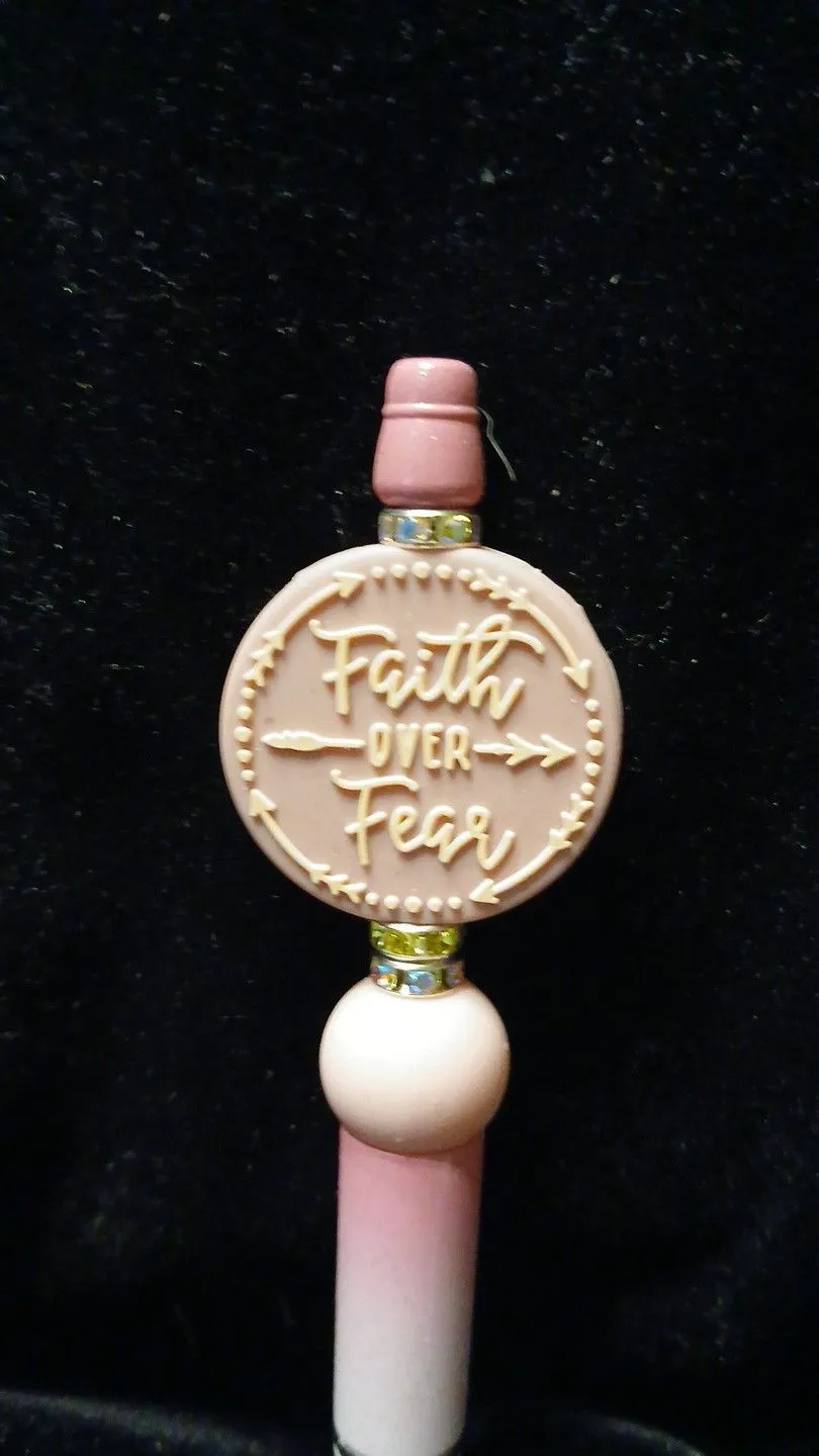 Product image for Beadable Pen - pink faith over fear pen #204