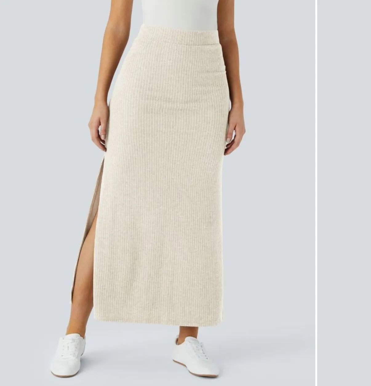 Product image for BIN: NWT Halara Ribbed High Waisted Split Hem A Line Maxi Casual Skirt Small