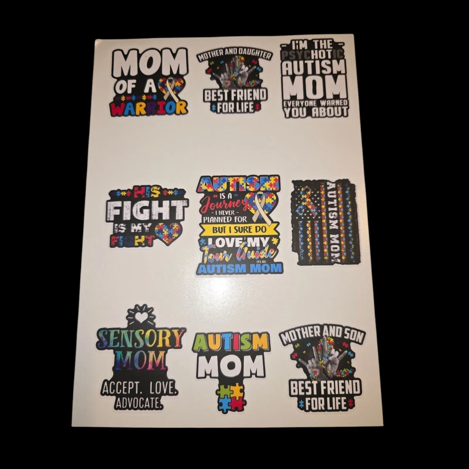 Product image for 0AU-10 One Sheet of Mom Autism Awareness Stickers