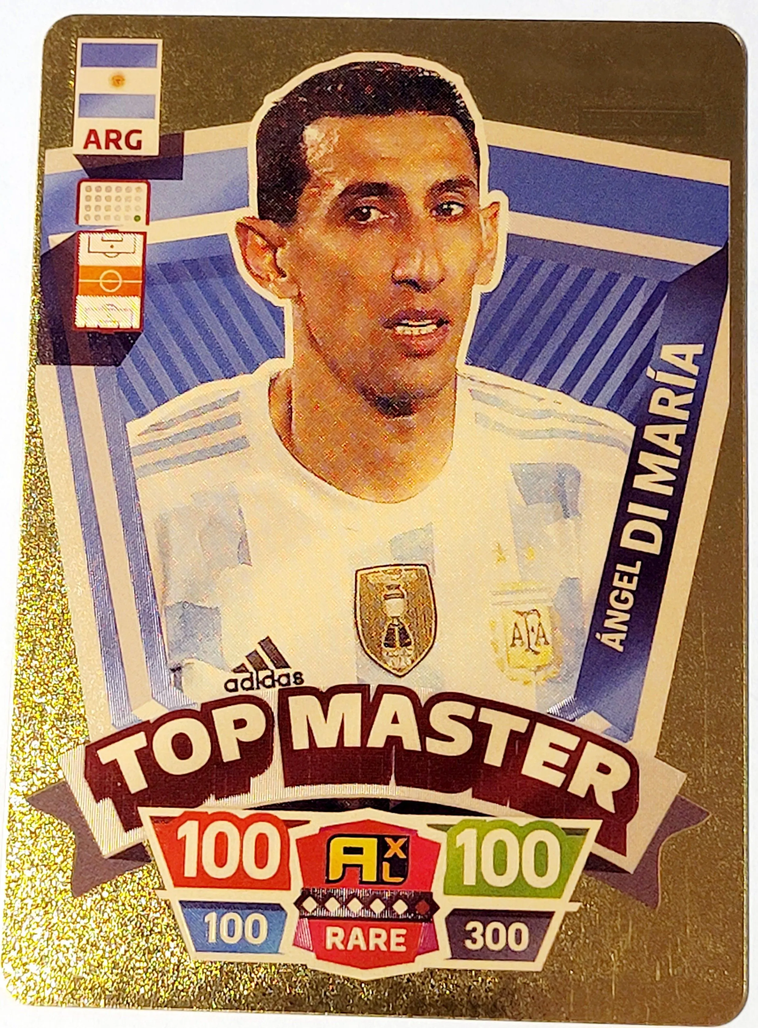Product image for 2022 Angel Di Maria Panini World Soccer Stars Top Master Plastic Gold Color Card Near Mint Condition