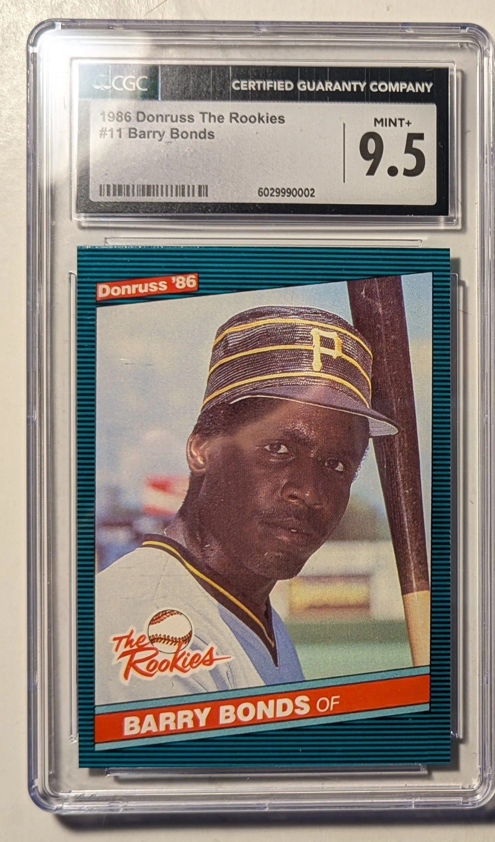 Product image for 1986 Donruss The Rookies Barry Bonds Rookie Card (CGC 9.5 Mint+)