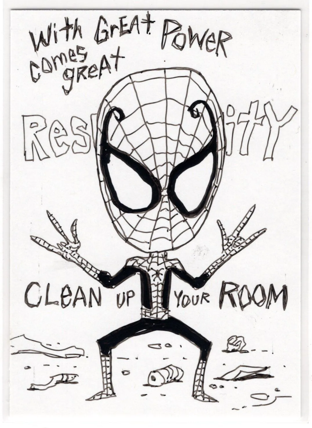 Product image for A. ORIGINAL b&w Art on Sketch Card! Spider-man