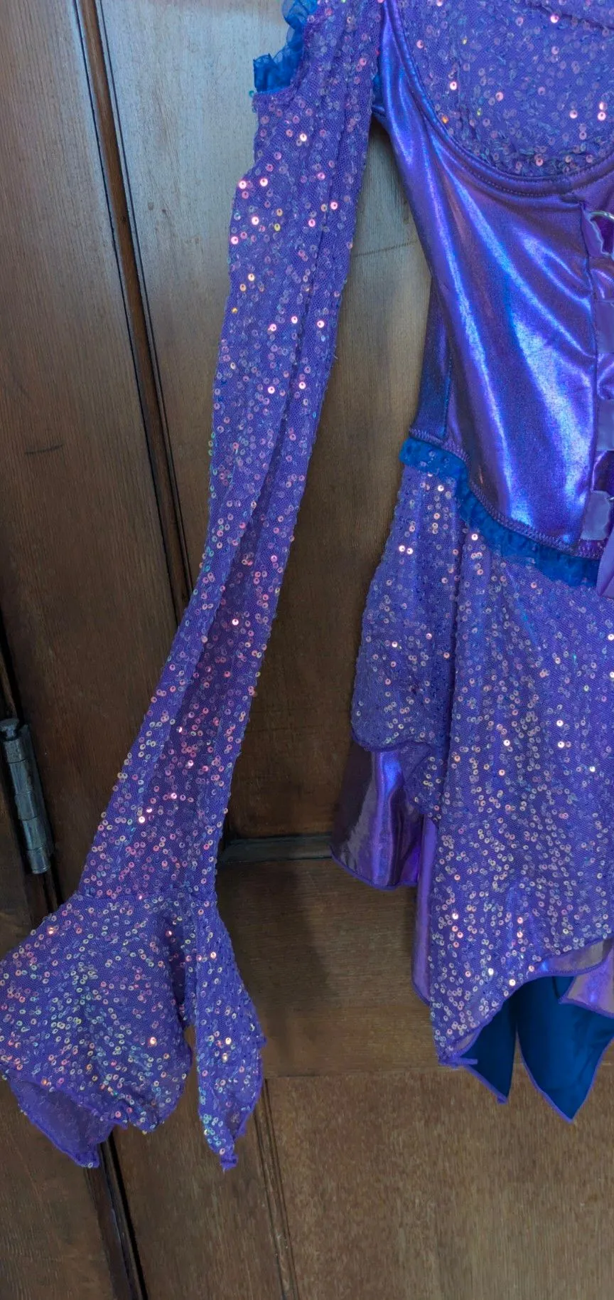 strapless open back dress Spaghetti Straps Appliques Mermaid Purple Long Bridesmaid Dress QB3090 US4 / As Pic