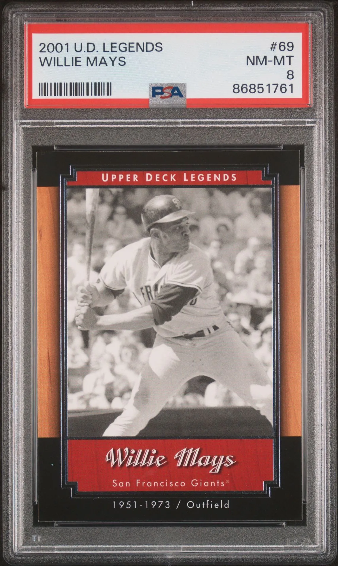 Product image for Willie Mays 2001 Upper Deck UD Legends #69 PSA 8 NM-MT POP 2 & 9 Higher 