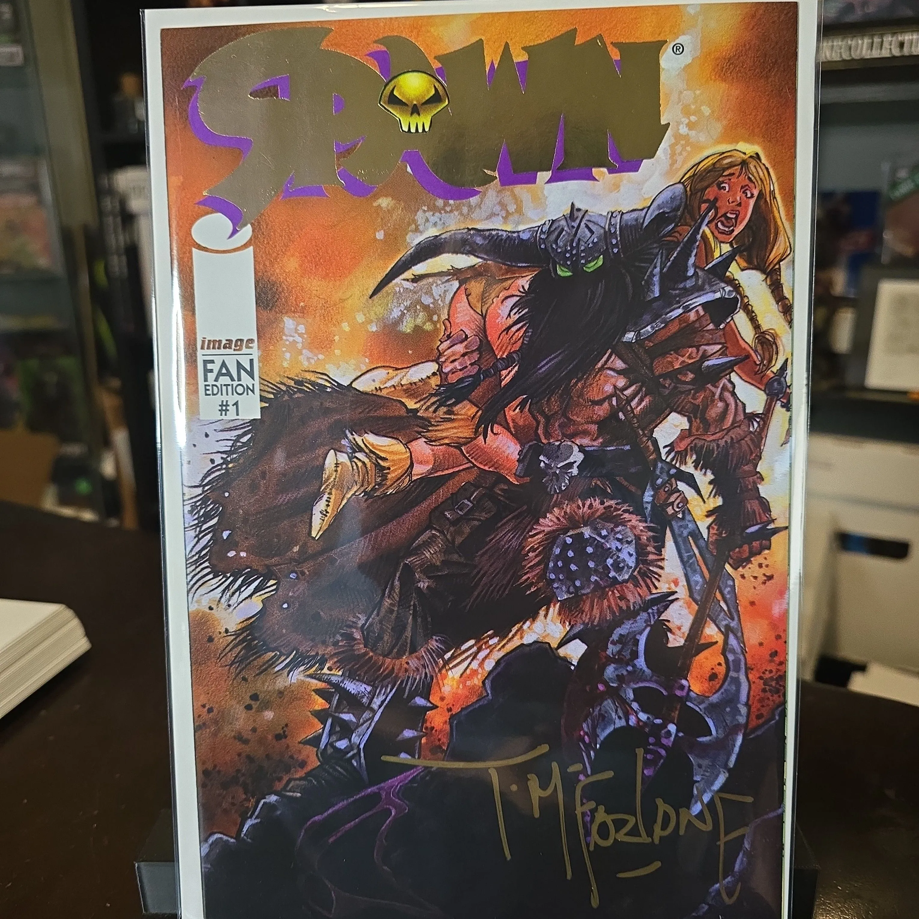 Product image for Spawn Fan Edition #1 Gold Signed by Todd McFarlane 