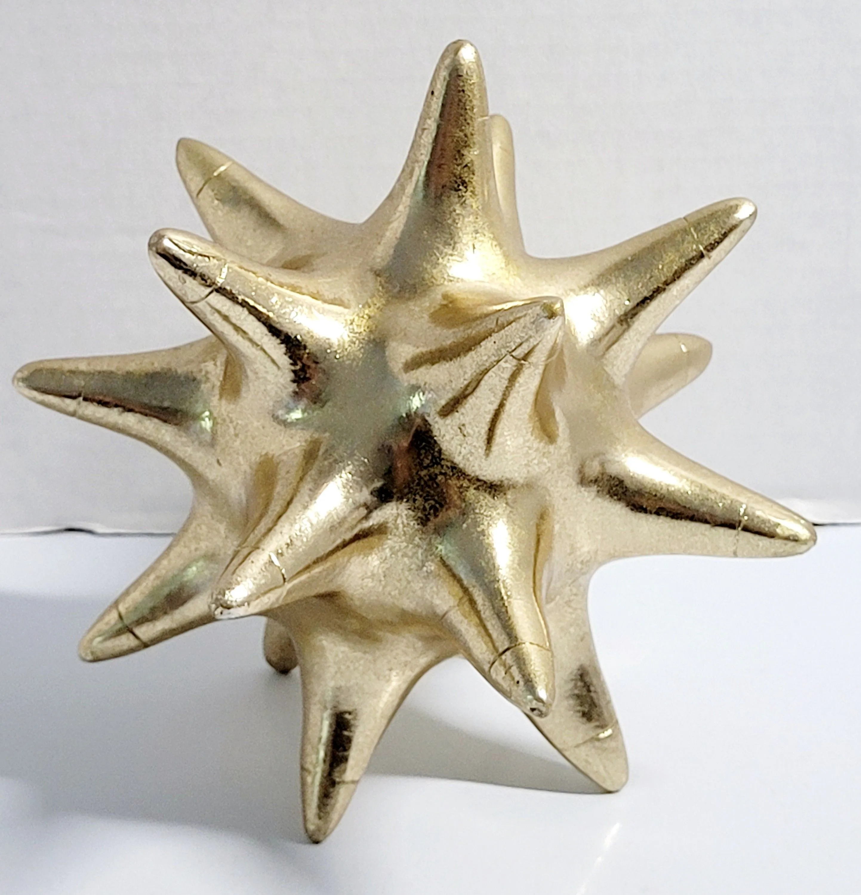 Product image for 7" Ceramic Gold Color Sea Urchin Starburst Spiky Orb Sculpture Figure Home Decor Very Good Used Cond
