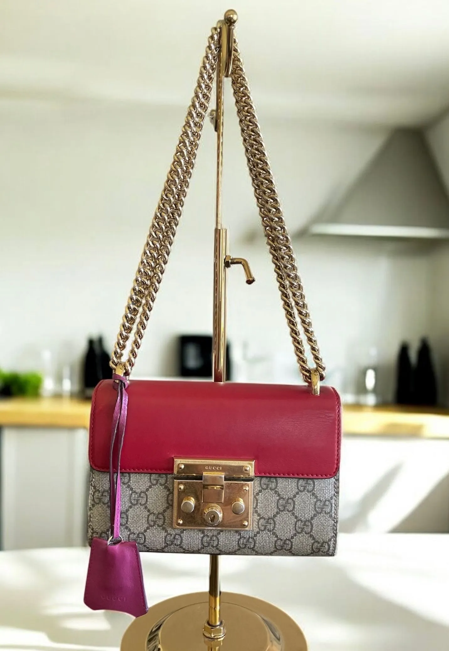 Product image for Gucci Padlock Bag Pink & Red Color GG Monogram coated canvas