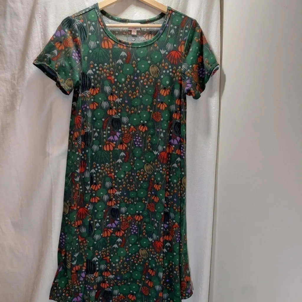 Product image for Lularoe Dress, Green/Floral Print, Size X Small, Short Sleeve