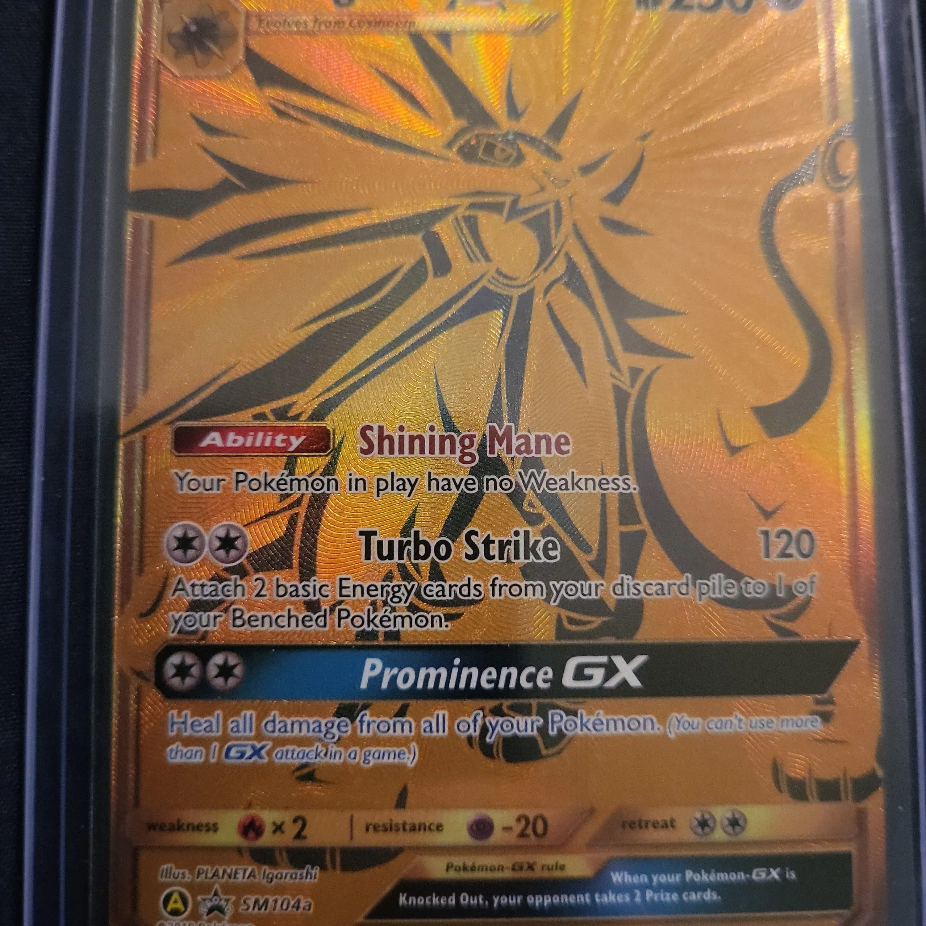 pokemon card solgaleo gx gold Pokemon - Solgaleo GX - SM104a - Black Star Promo - Gold Holo main image 0