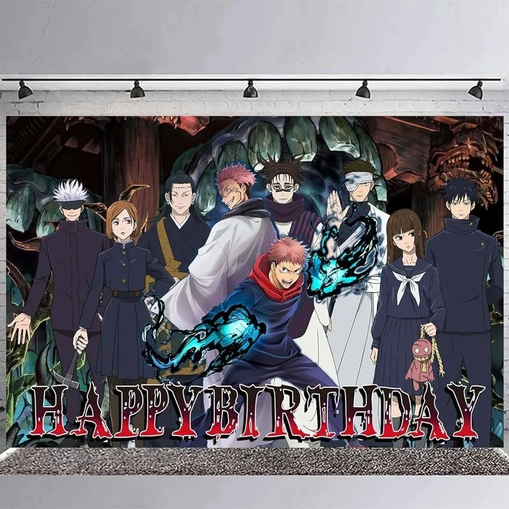 Product image for Jujutsu Kaisen Backdrop 5x3 Vinyl Jujutsu Kaisen Anime Birthday Party Banner NEW