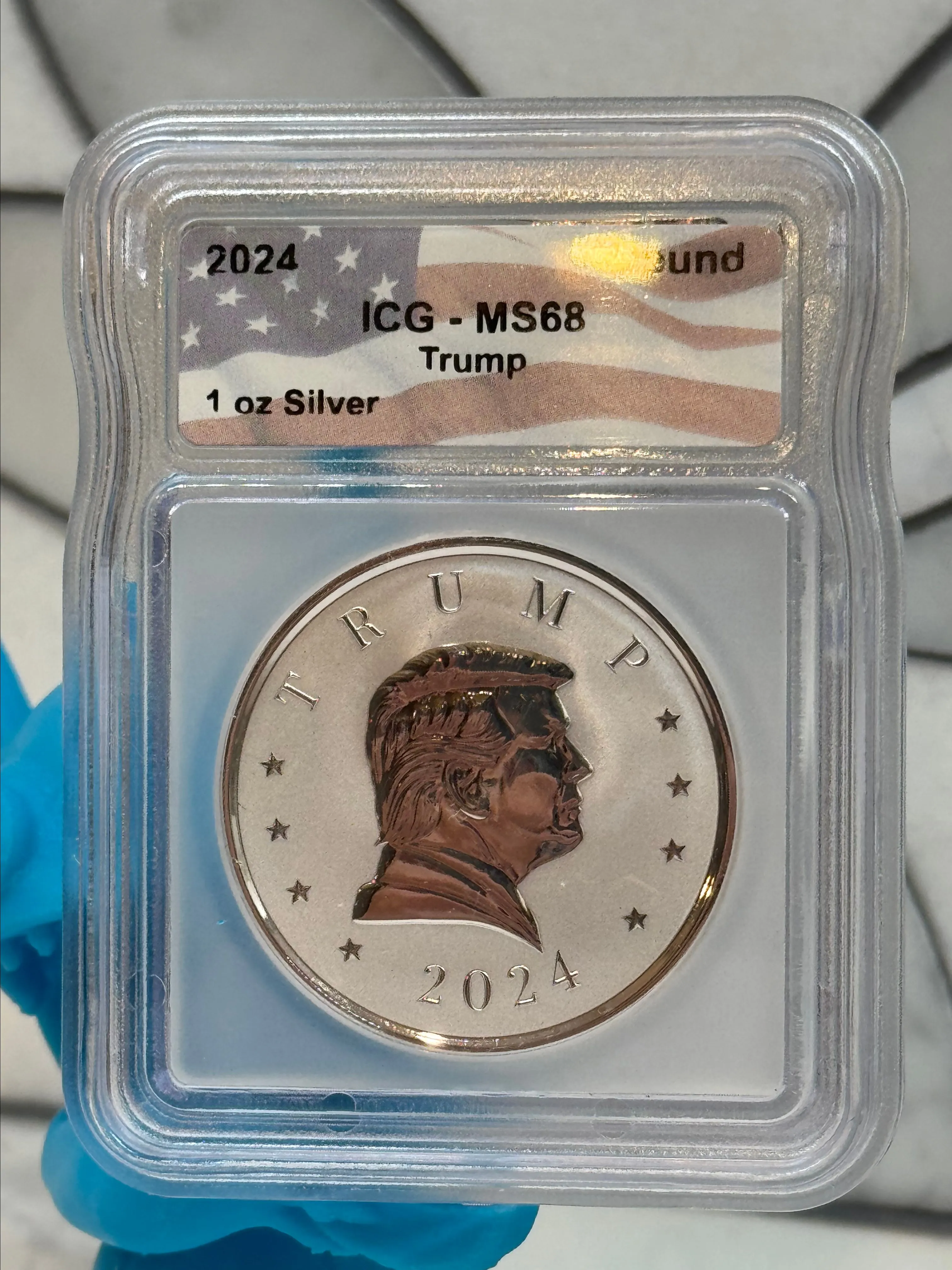 Product image for Donald Trump 2024 1oz Reverse Proof .9999 Silver Round MS68