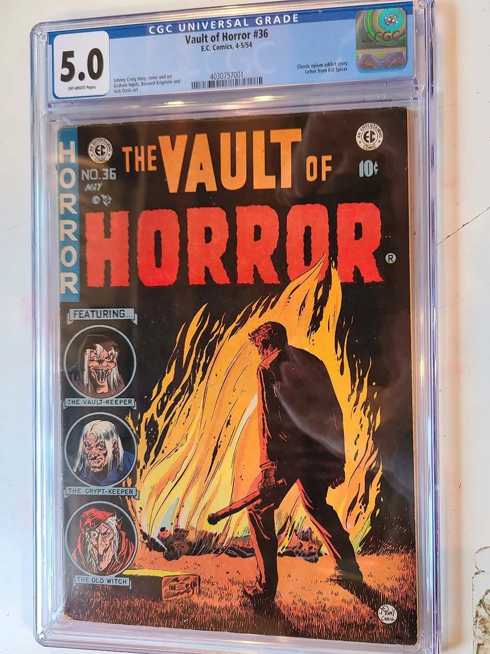 Product image for VAULT OF HORROR # 36 EC 1954 CGC 5.0 CLASSIC OPIUM ADDICT STORY